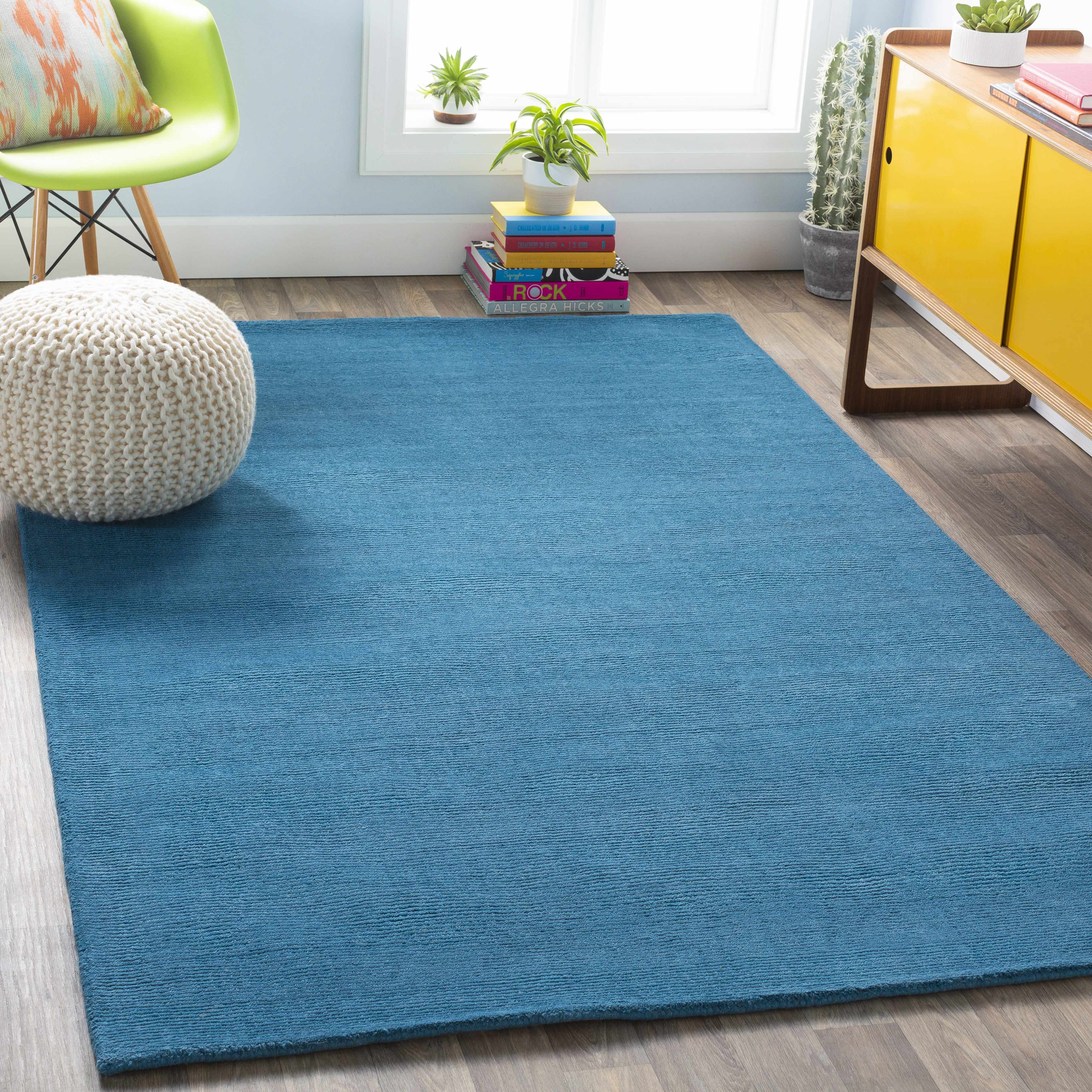 Solid Aqua Wool Carpet - Clearance - Image 2