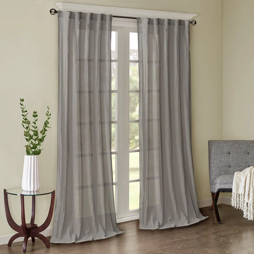 Solid Crushed Curtain Panel Pair (2 Pcs Window Panels) - Grey - Image 10