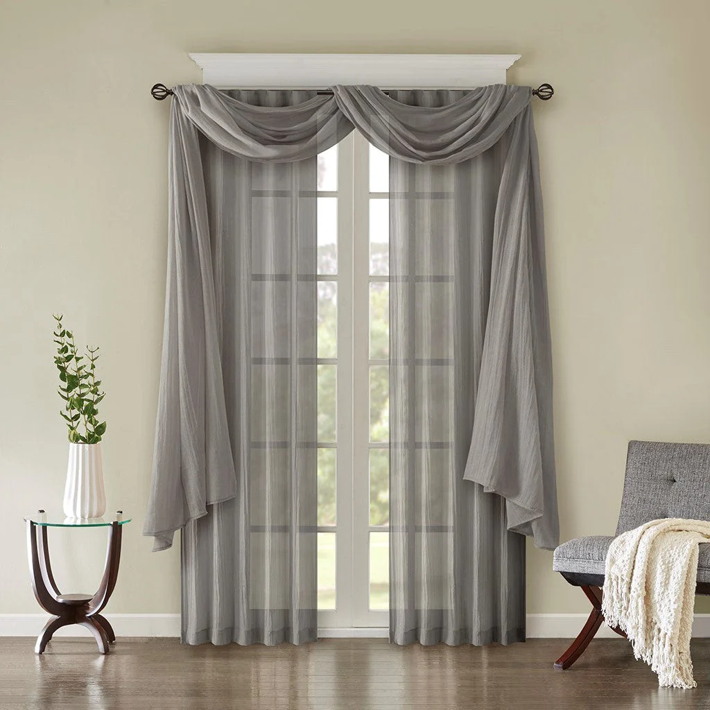 Solid Crushed Curtain Panel Pair (2 Pcs Window Panels) - Grey - Image 4