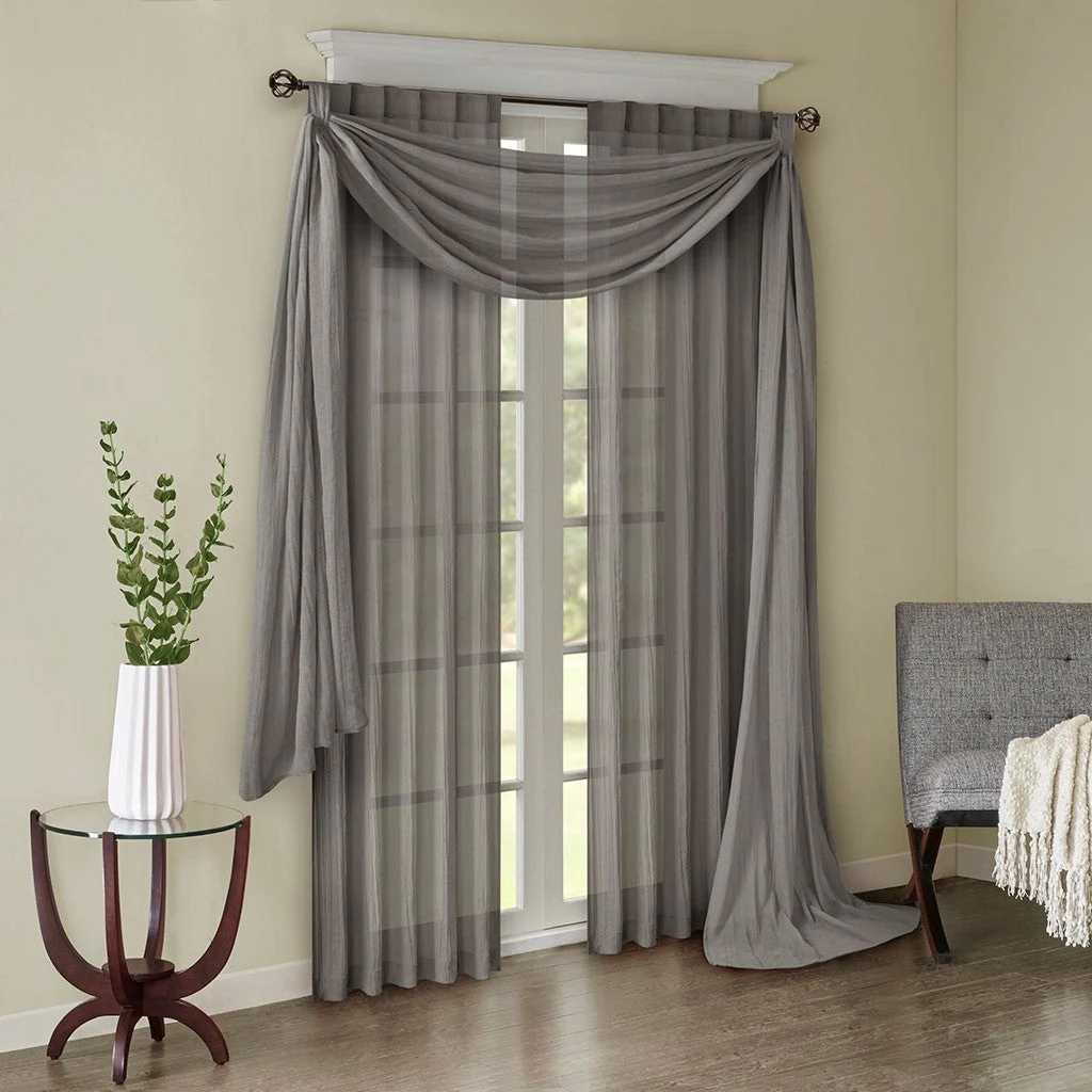 Solid Crushed Curtain Panel Pair (2 Pcs Window Panels) - Grey - Image 9