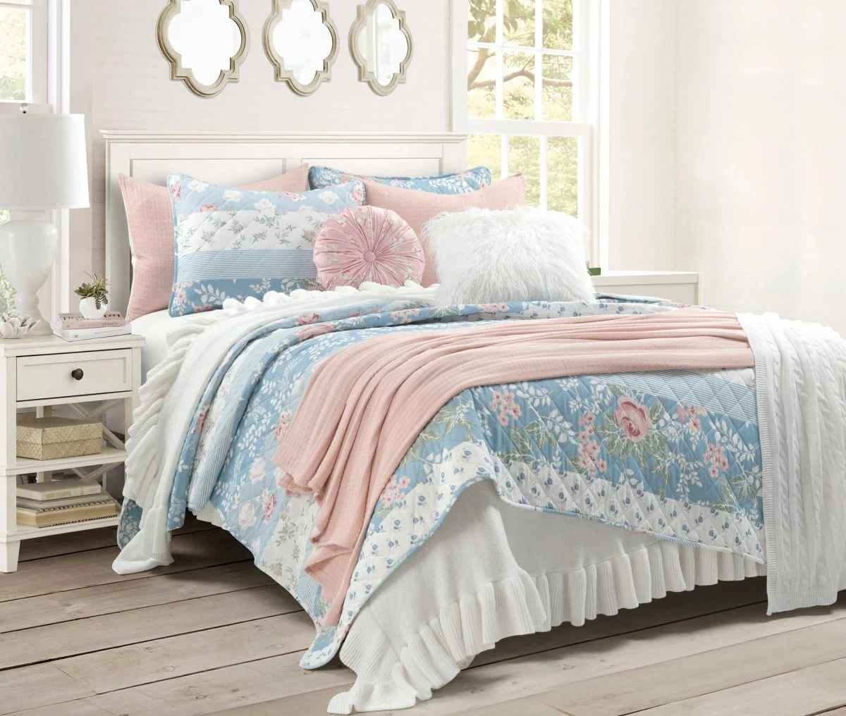 Solid Kantha Pick Stitch Yarn Dyed Cotton Woven Quilt/Coverlet Set - Image 34