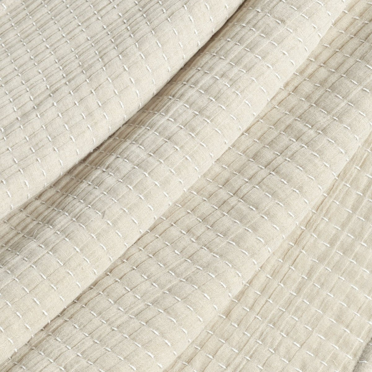 Solid Kantha Pick Stitch Yarn Dyed Cotton Woven Throw - Image 10