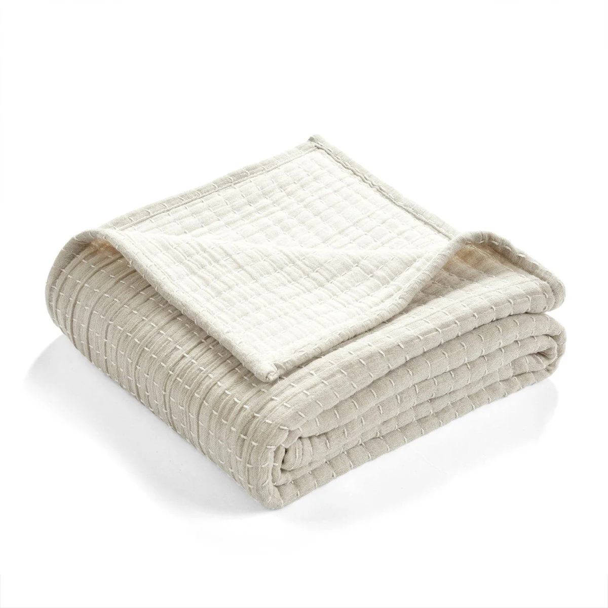 Solid Kantha Pick Stitch Yarn Dyed Cotton Woven Throw - Image 11