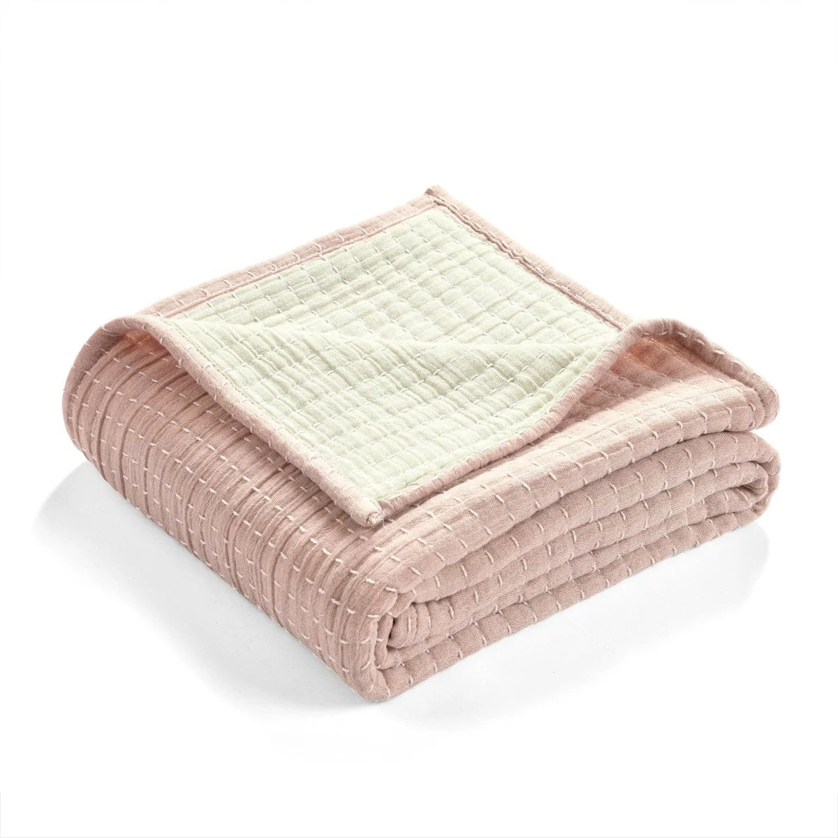 Solid Kantha Pick Stitch Yarn Dyed Cotton Woven Throw - Image 5