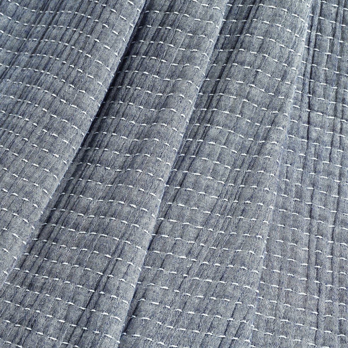 Solid Kantha Pick Stitch Yarn Dyed Cotton Woven Throw - Image 7