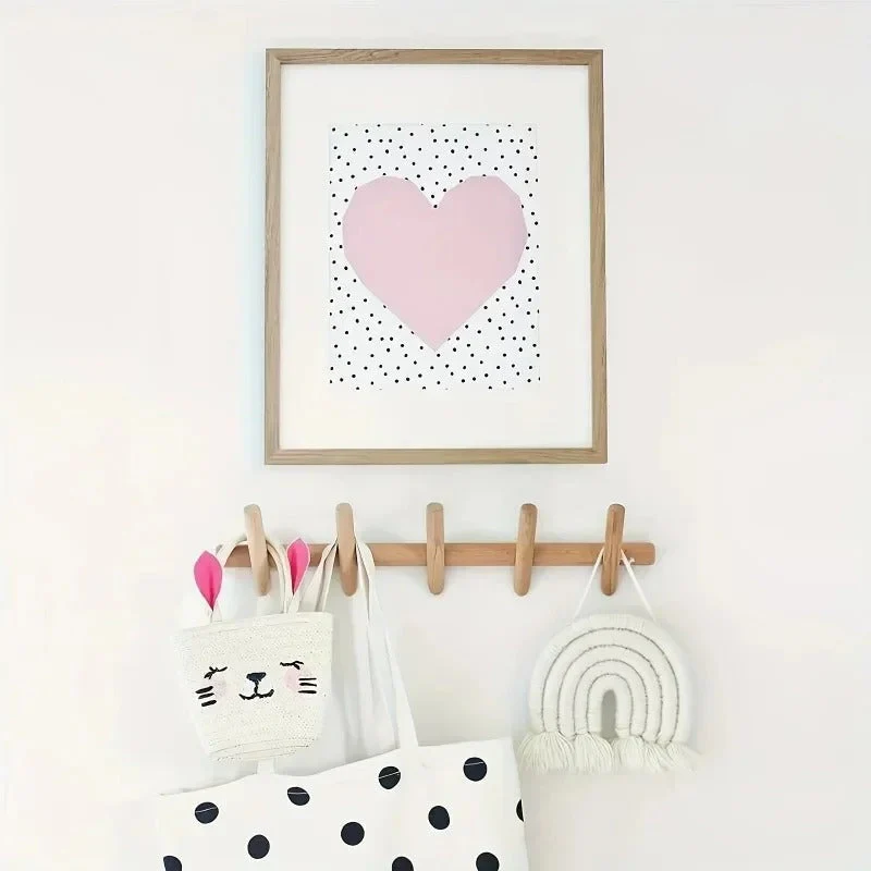 Solid Oak Wall Coat Rack Scandinavian Wooden 4 or 5 Peg Hooks - Image 3
