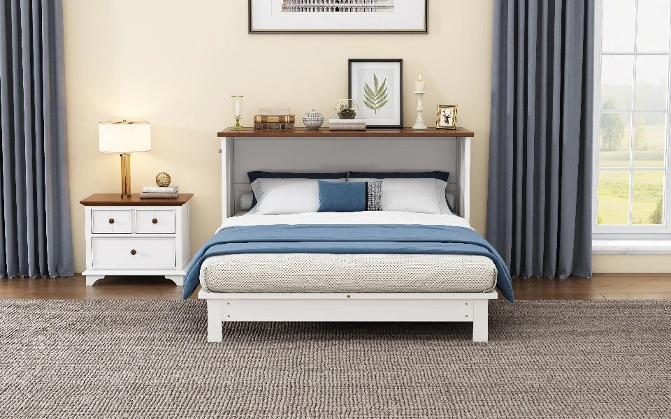 Solid Pine Murphy Bed Chest with Charging Station and Large Storage Drawer - Image 16