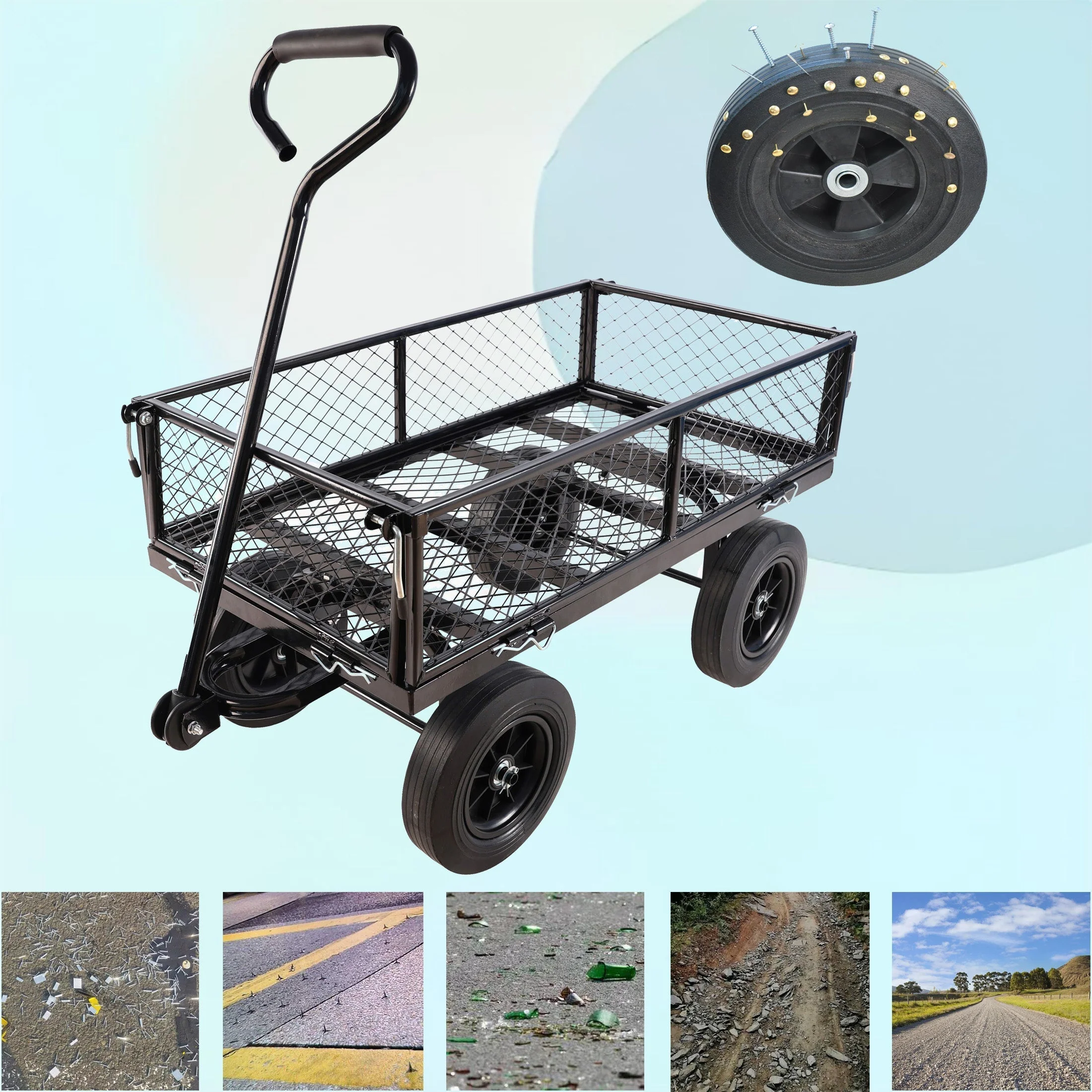 Solid Wheels Garden Cart Wagon - Image 2