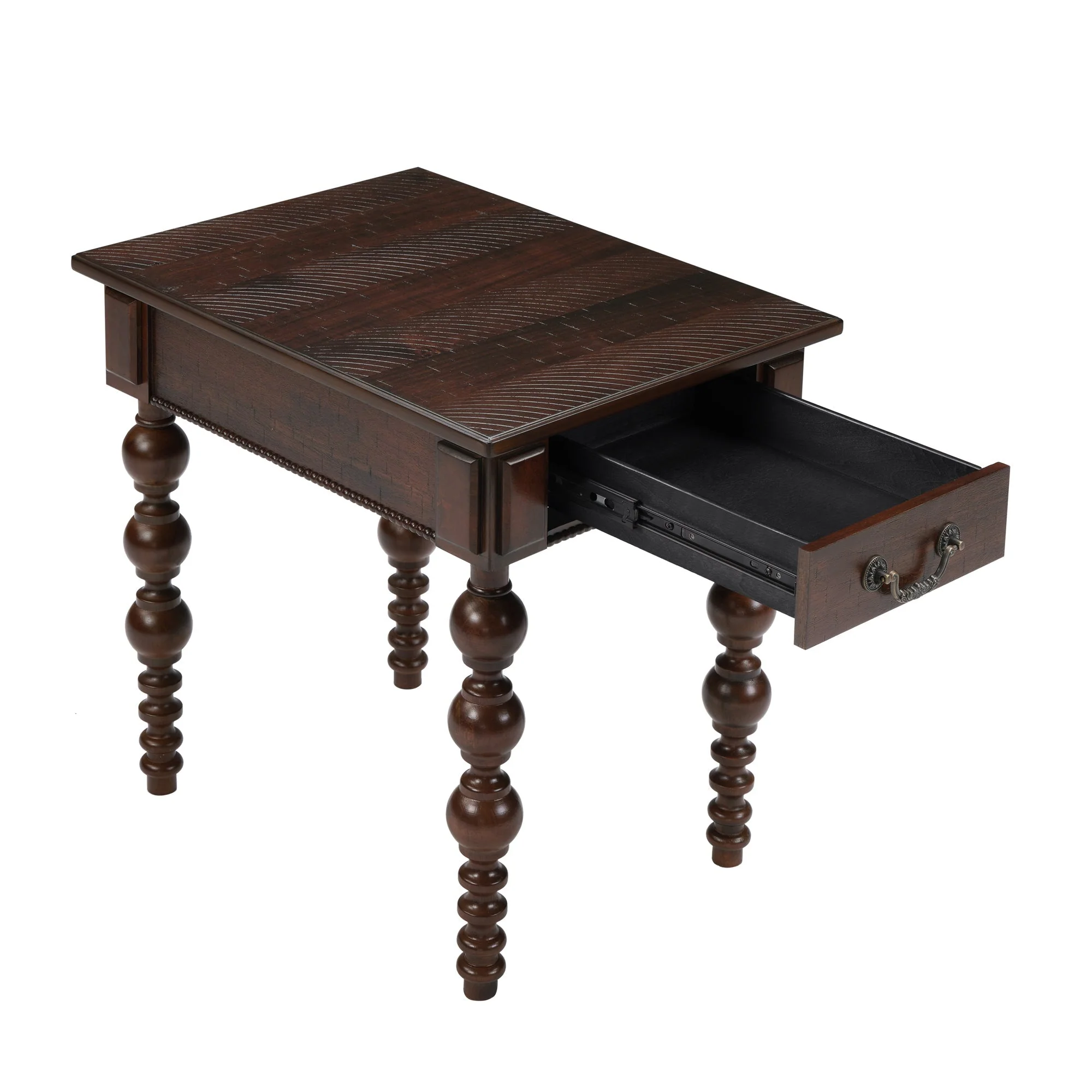 Solid Wood End Table with Drawer in Espresso Finish - Image 13