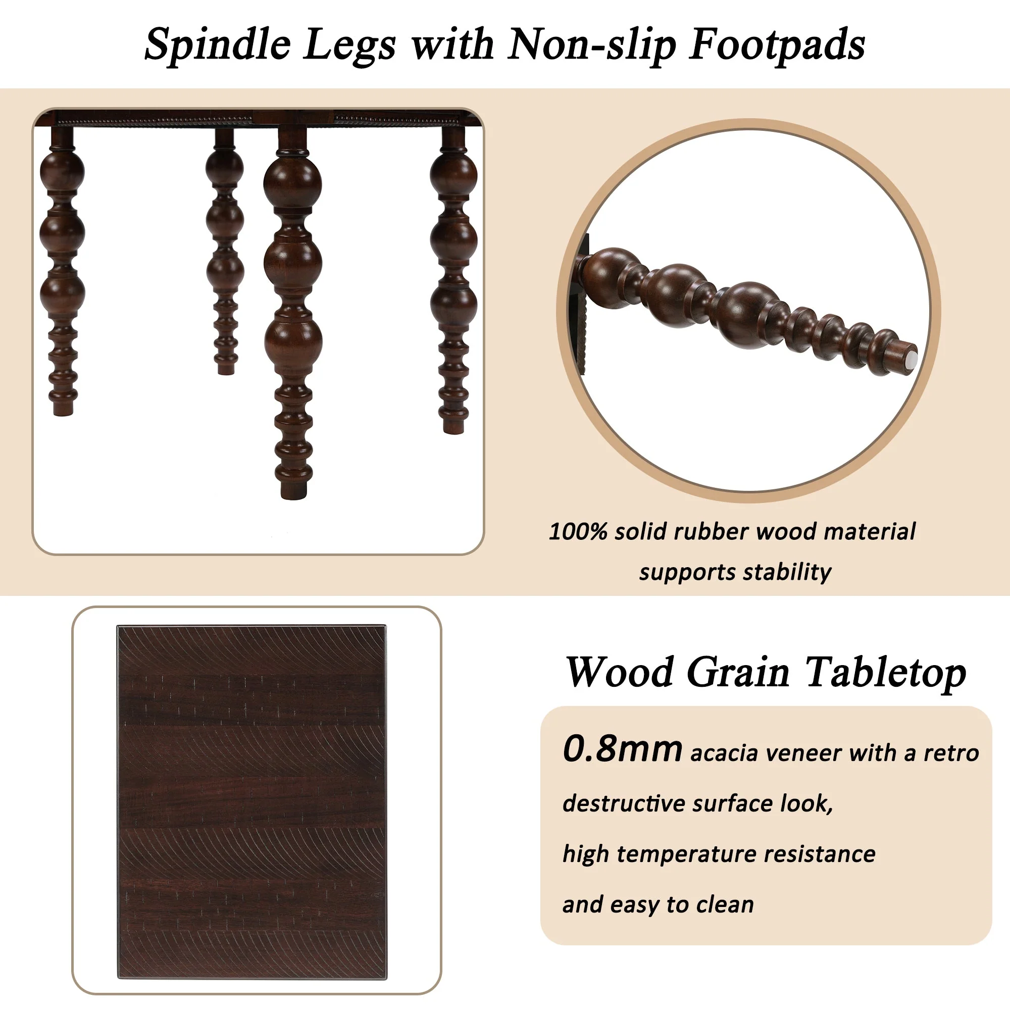 Solid Wood End Table with Drawer in Espresso Finish - Image 6