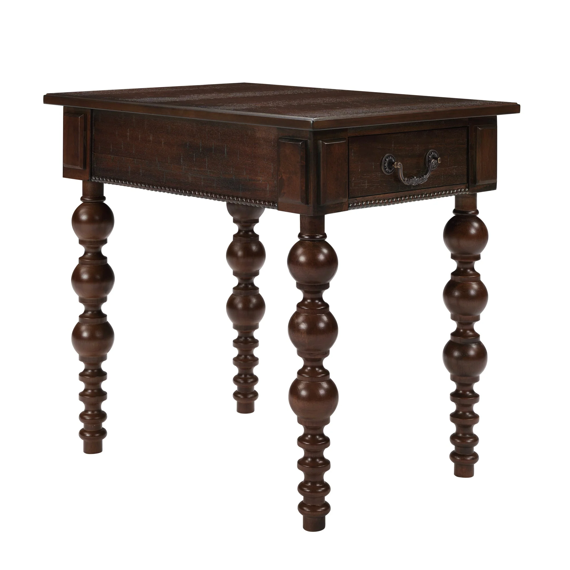 Solid Wood End Table with Drawer in Espresso Finish - Image 8