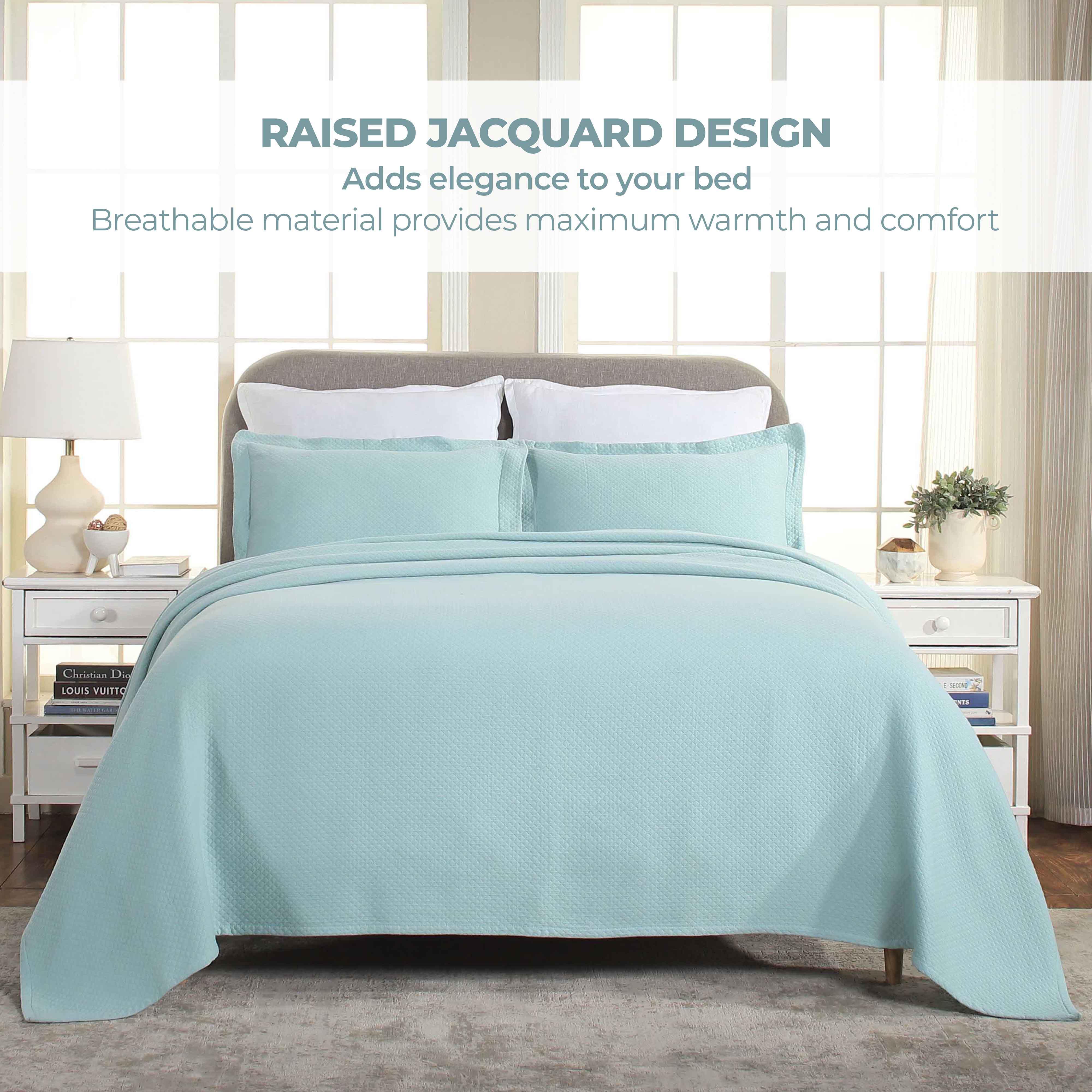 Solitaire Jacquard Matelassé Cotton Diamond Solitaire Bedspread Set - Image 15