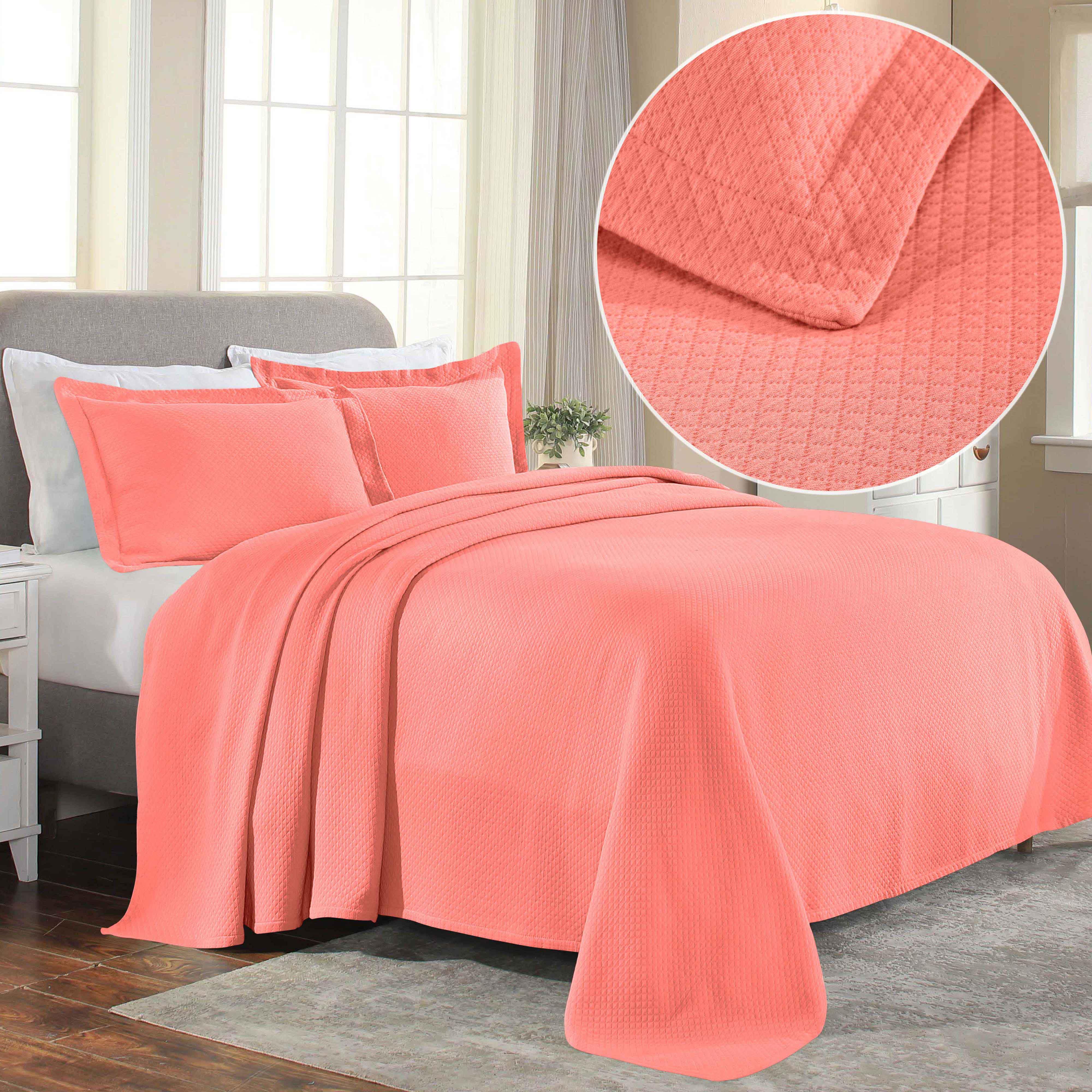 Solitaire Jacquard Matelassé Cotton Diamond Solitaire Bedspread Set - Image 27