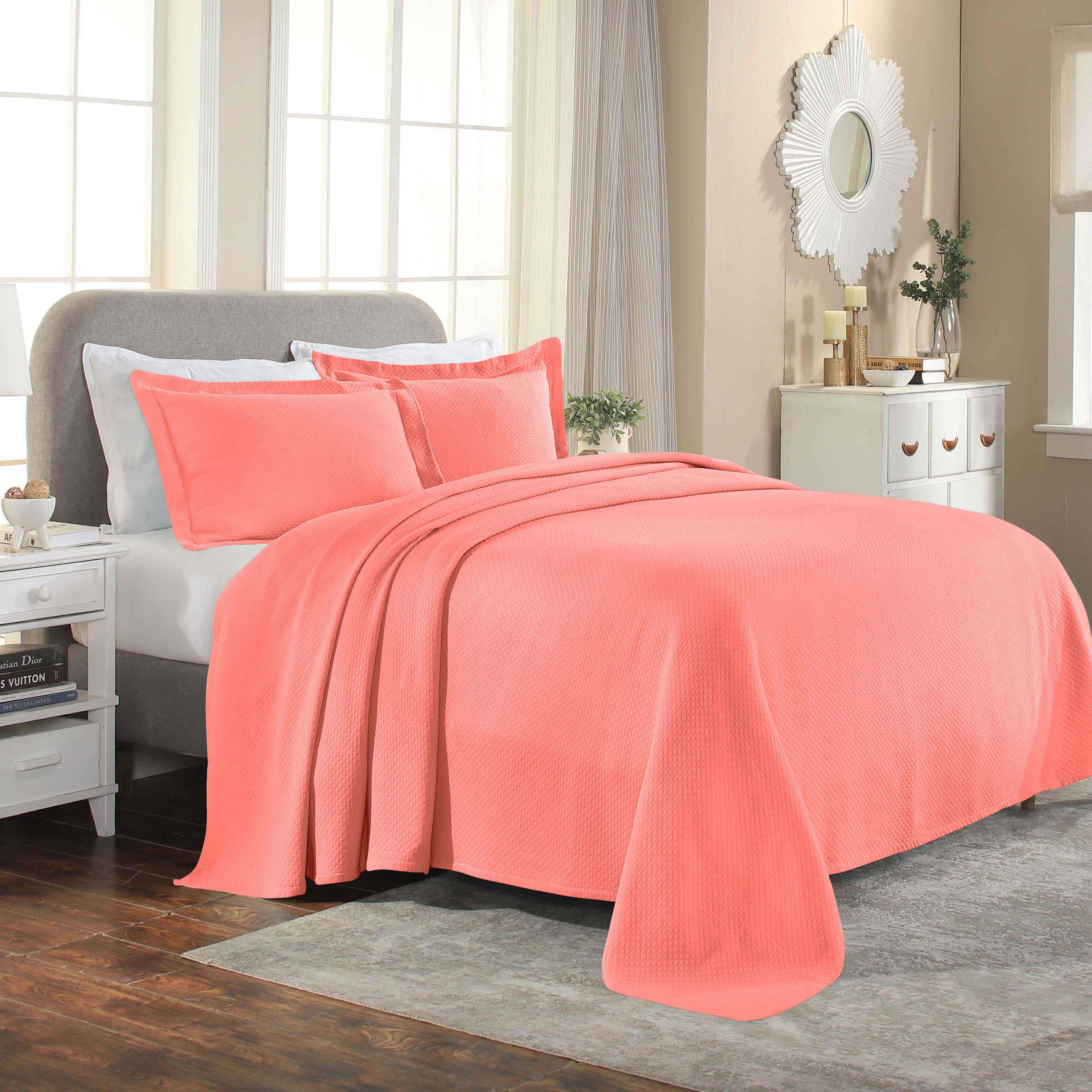 Solitaire Jacquard Matelassé Cotton Diamond Solitaire Bedspread Set - Image 28