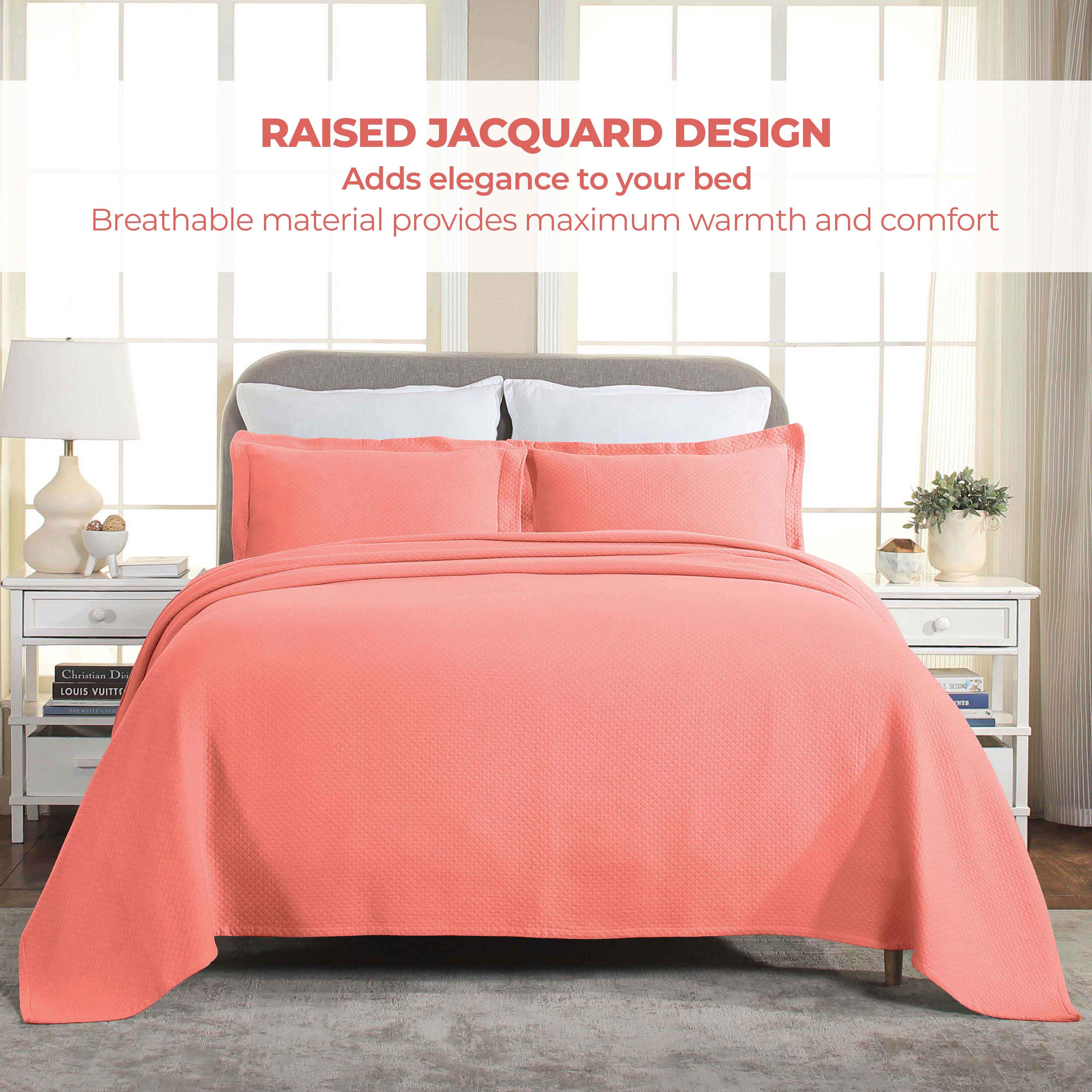 Solitaire Jacquard Matelassé Cotton Diamond Solitaire Bedspread Set - Image 32