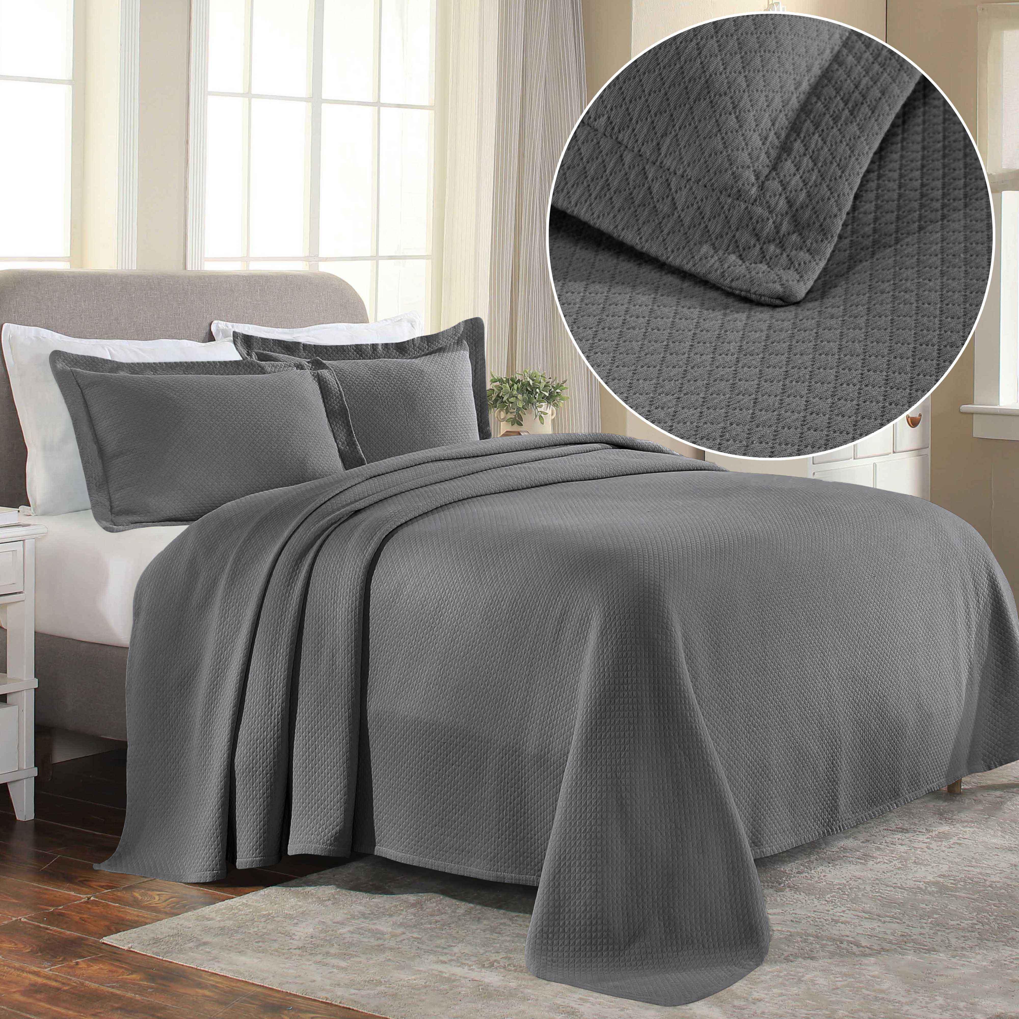 Solitaire Jacquard Matelassé Cotton Diamond Solitaire Bedspread Set - Image 36