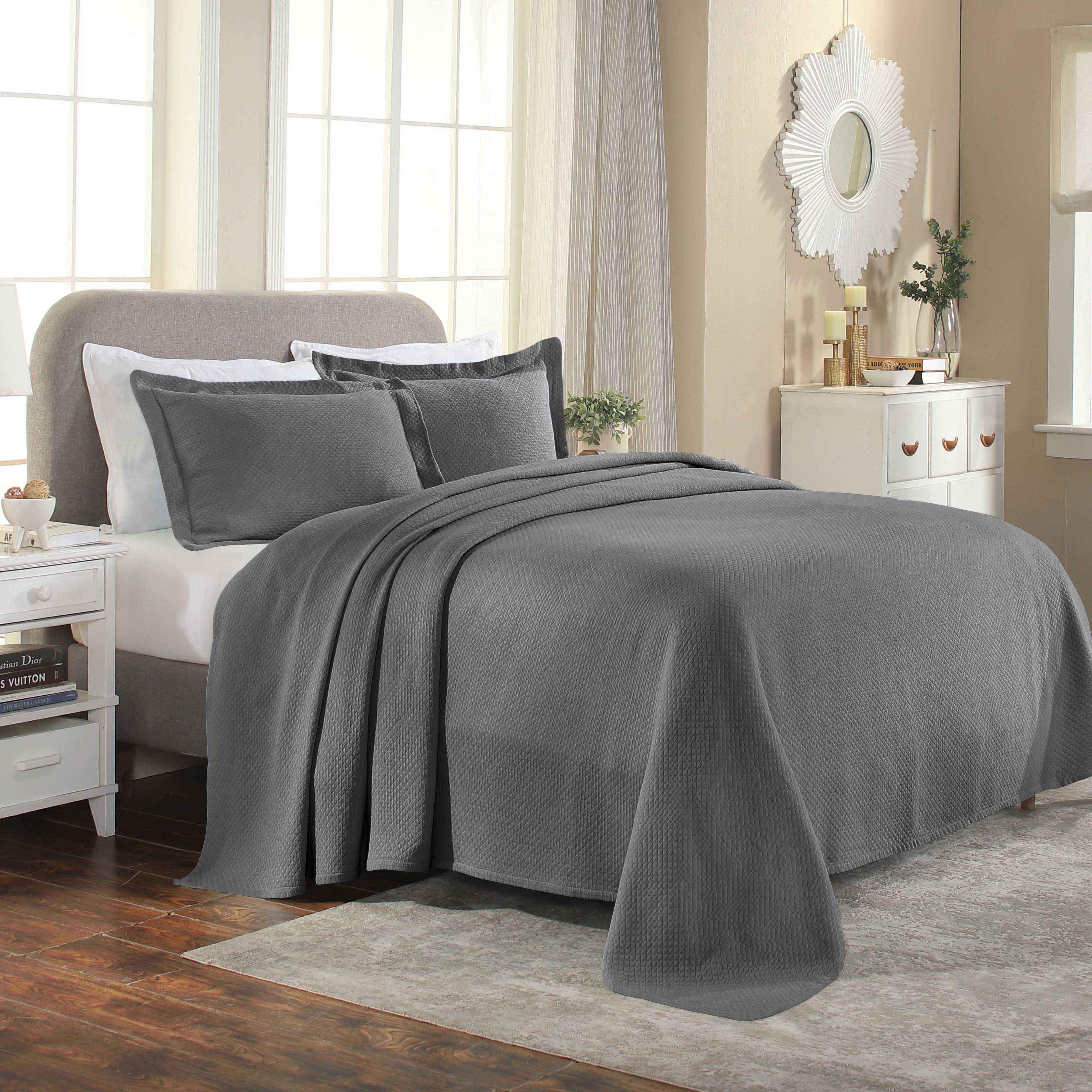 Solitaire Jacquard Matelassé Cotton Diamond Solitaire Bedspread Set - Image 37