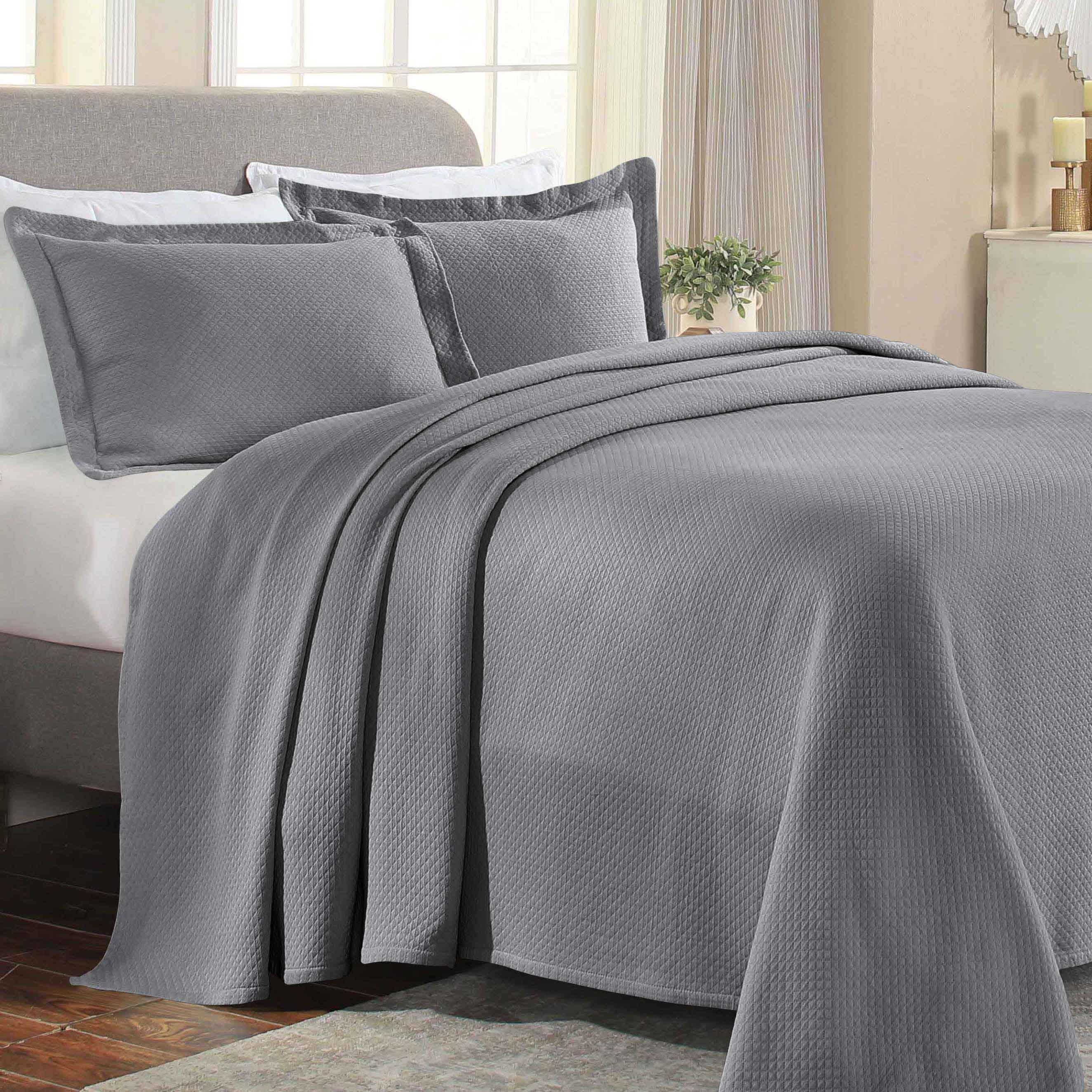 Solitaire Jacquard Matelassé Cotton Diamond Solitaire Bedspread Set - Image 38
