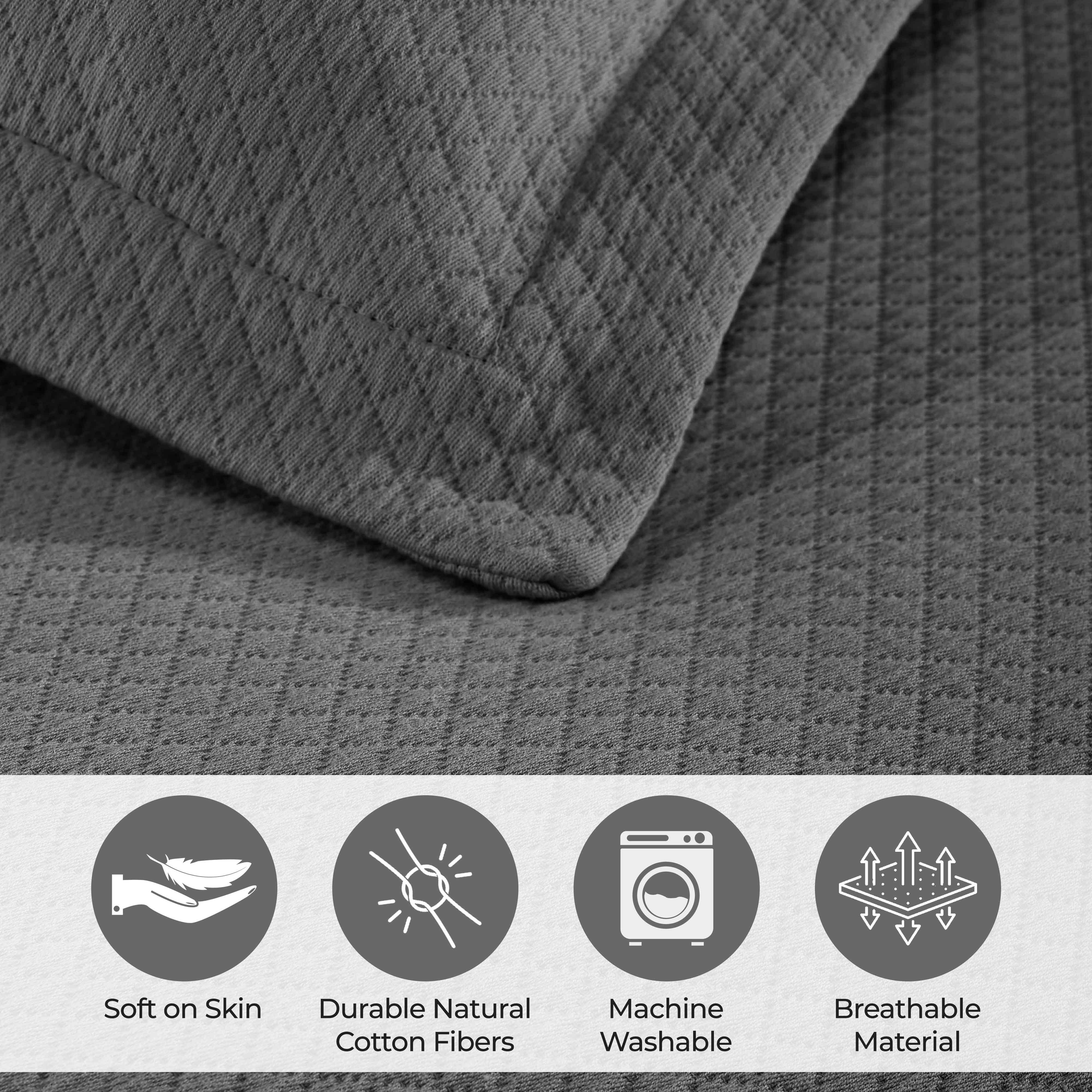 Solitaire Jacquard Matelassé Cotton Diamond Solitaire Bedspread Set - Image 40