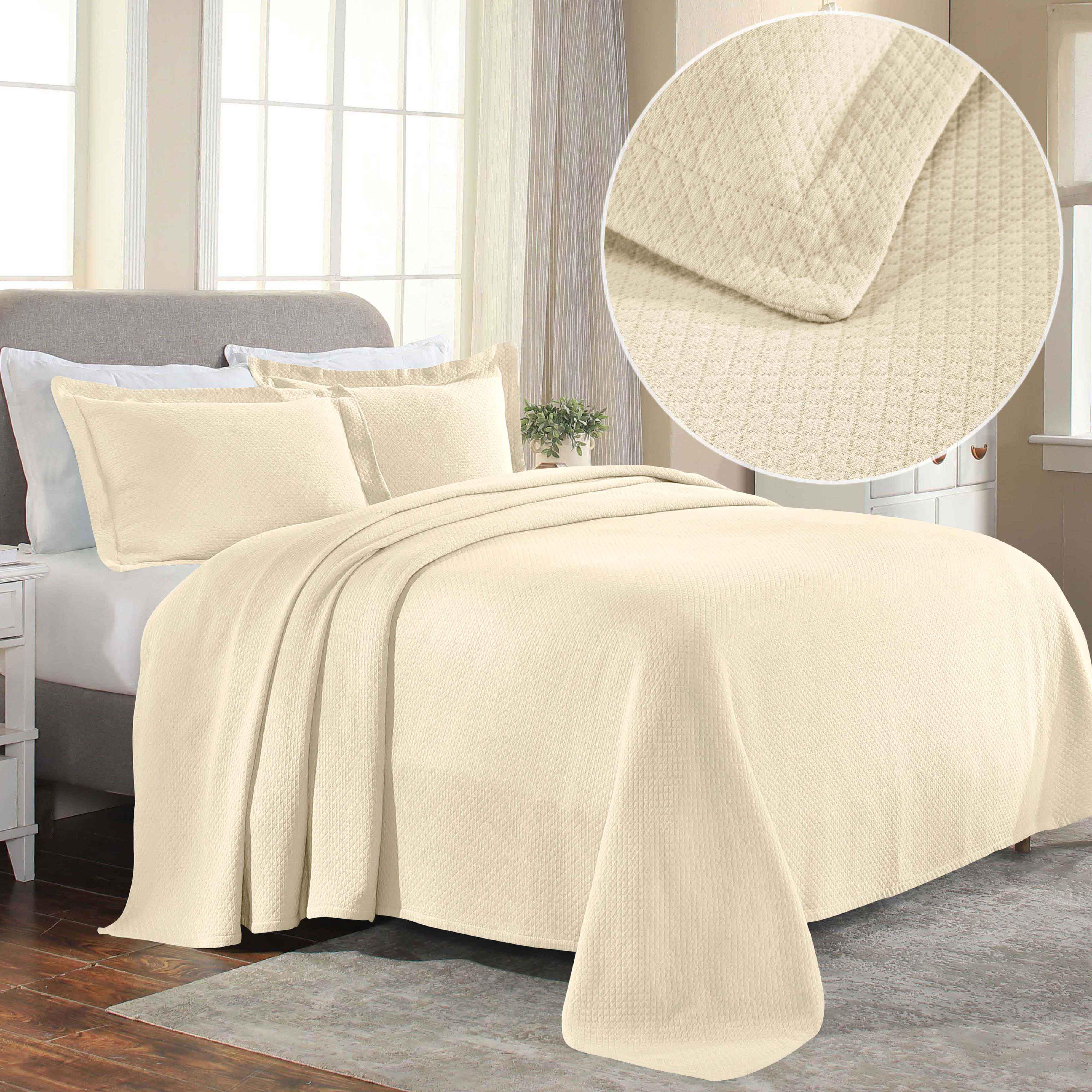 Solitaire Jacquard Matelassé Cotton Diamond Solitaire Bedspread Set - Image 45