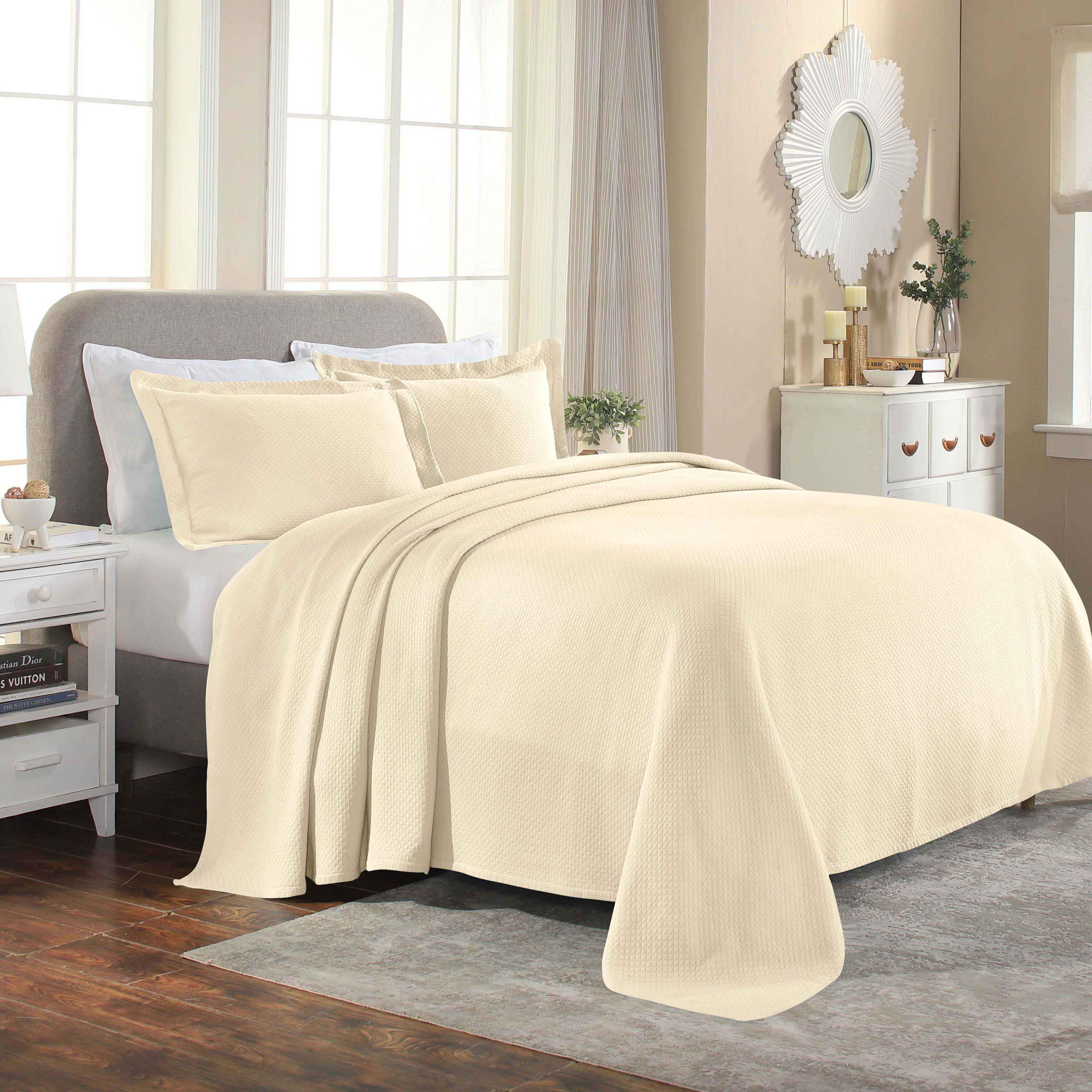 Solitaire Jacquard Matelassé Cotton Diamond Solitaire Bedspread Set - Image 46