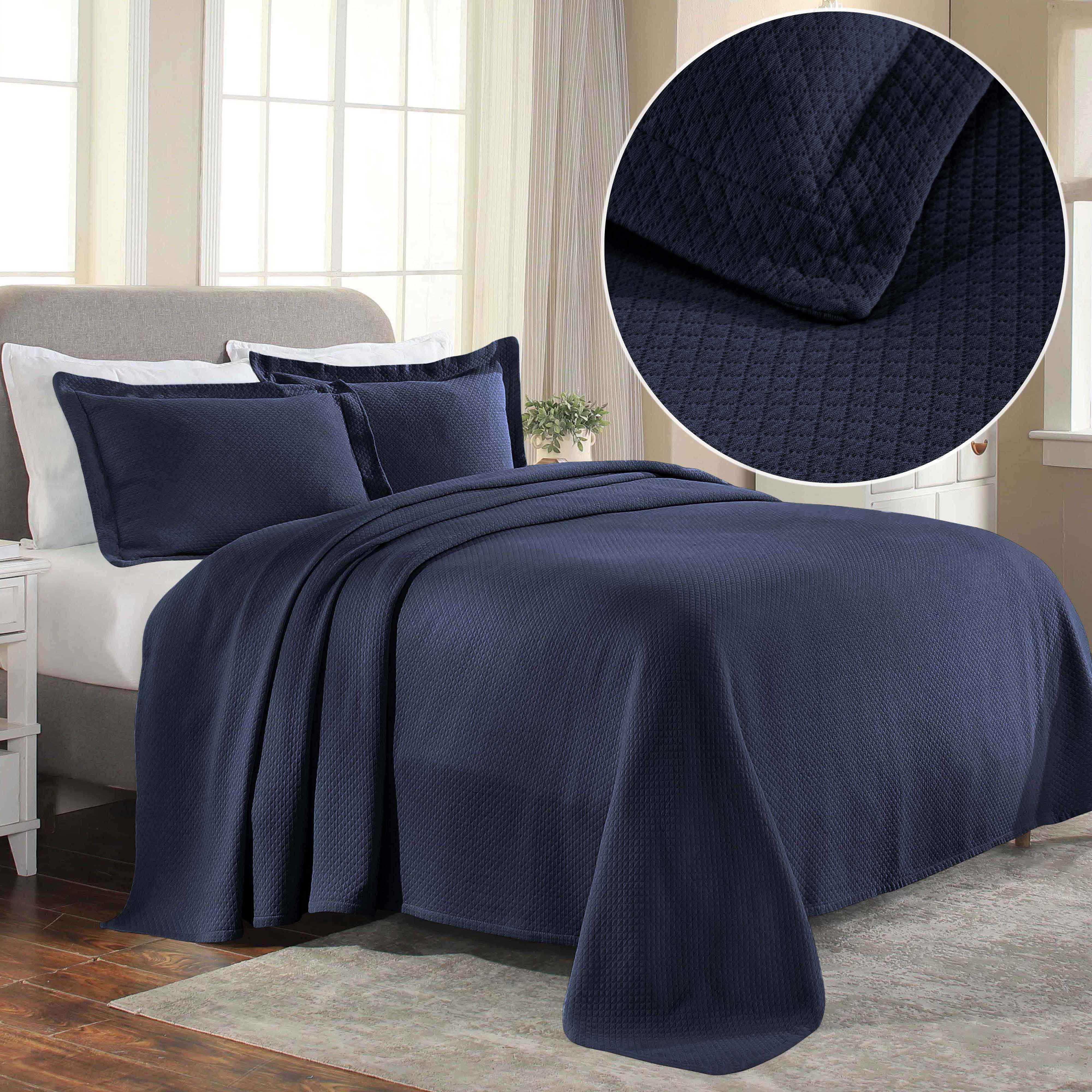 Solitaire Jacquard Matelassé Cotton Diamond Solitaire Bedspread Set - Image 54