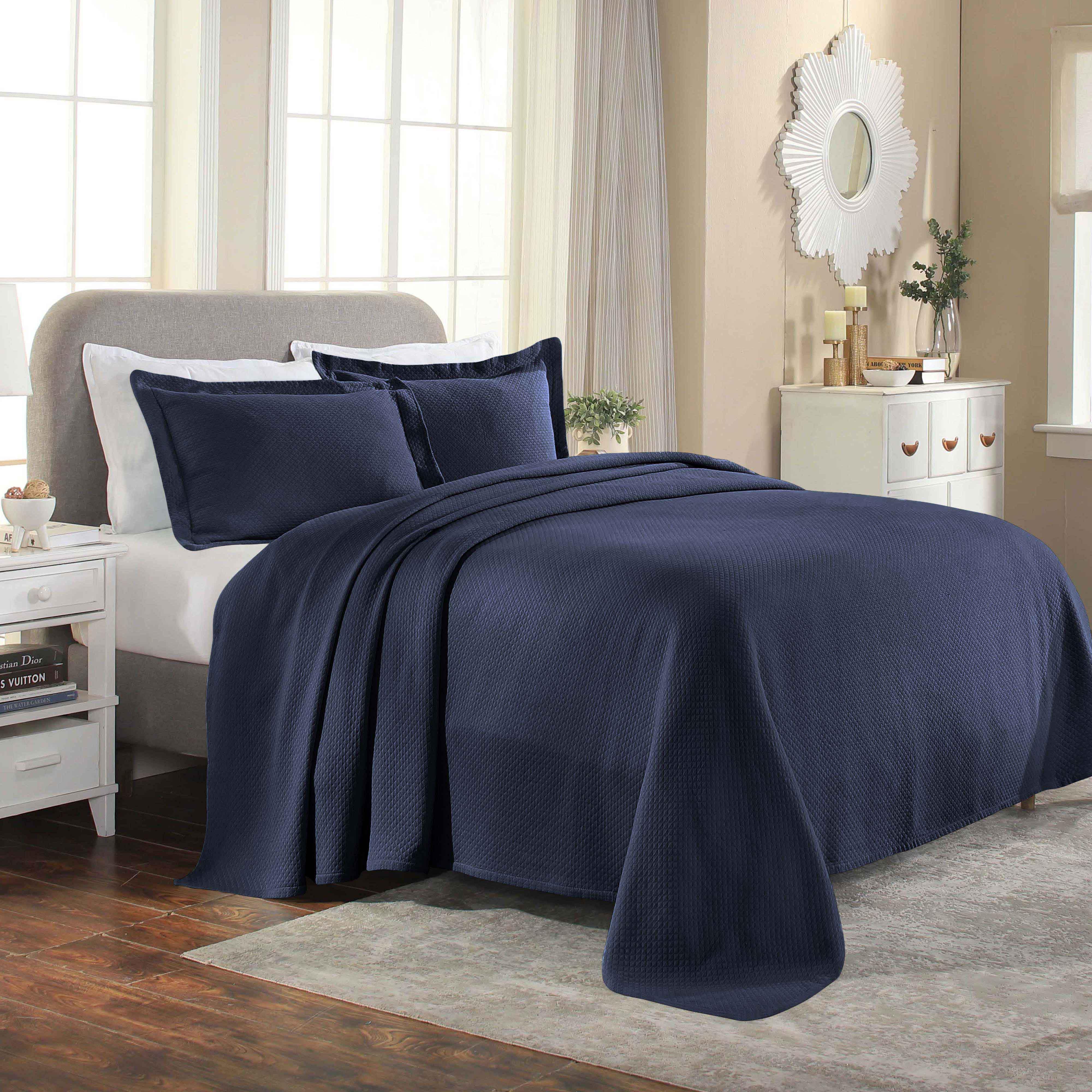 Solitaire Jacquard Matelassé Cotton Diamond Solitaire Bedspread Set - Image 55