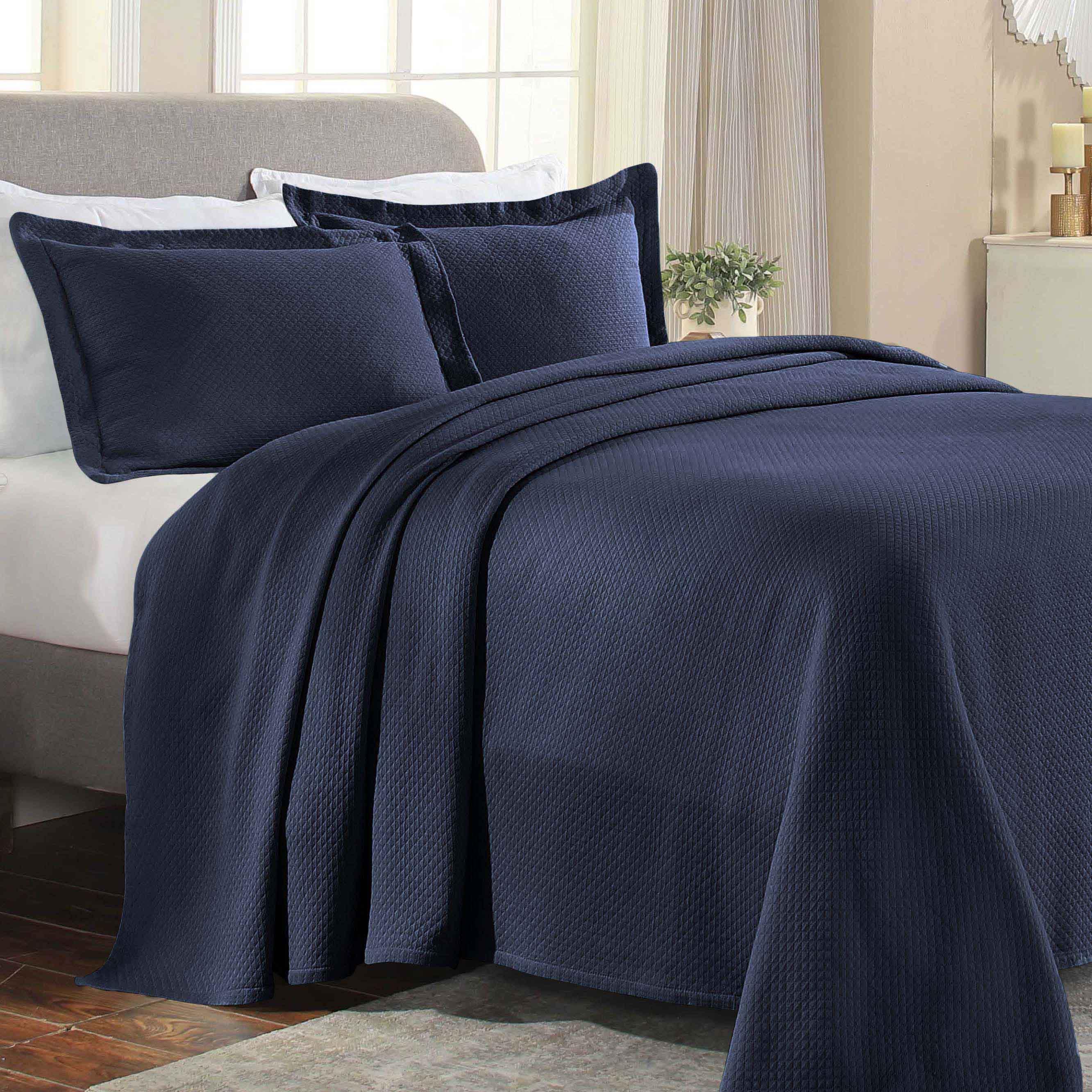 Solitaire Jacquard Matelassé Cotton Diamond Solitaire Bedspread Set - Image 56
