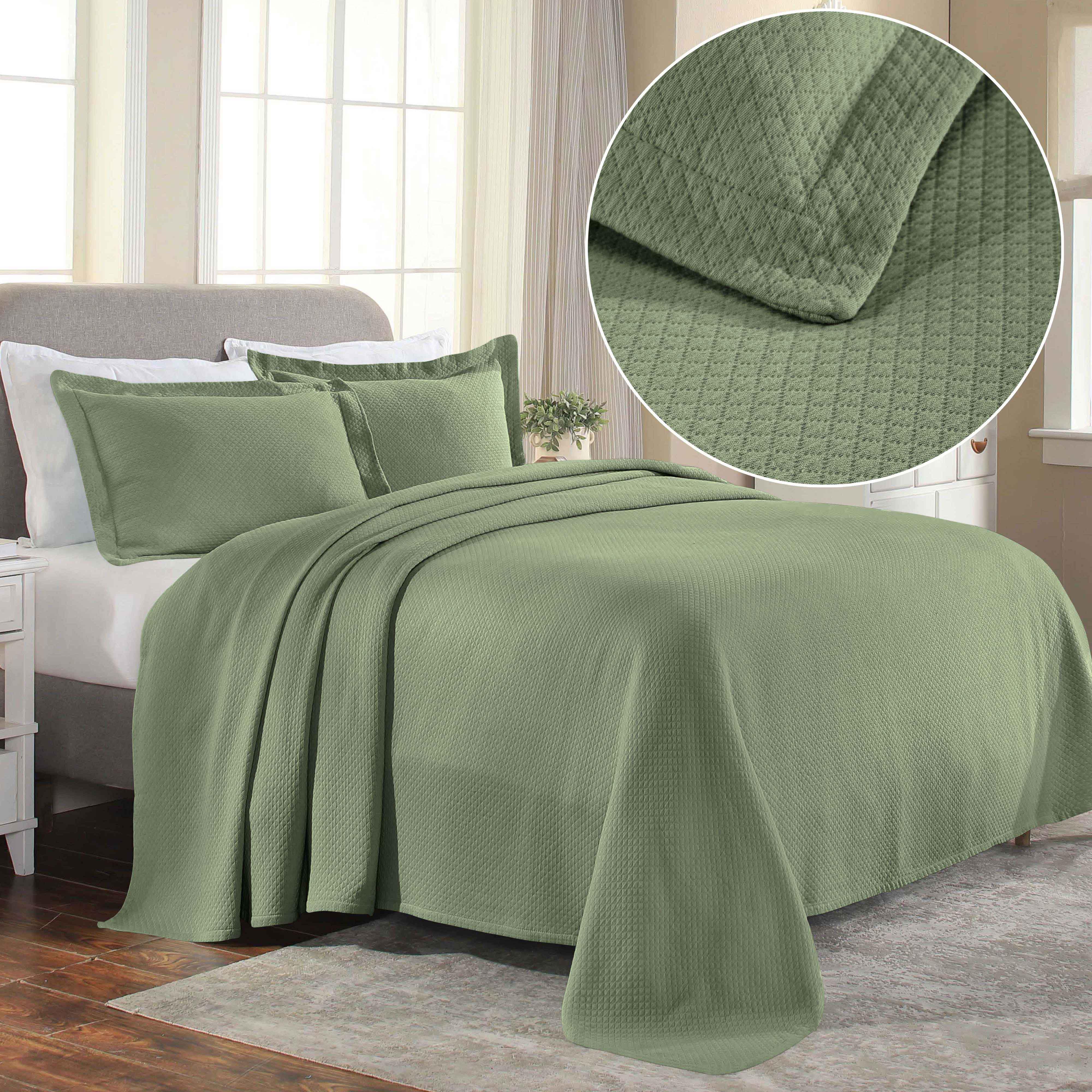 Solitaire Jacquard Matelassé Cotton Diamond Solitaire Bedspread Set - Image 63