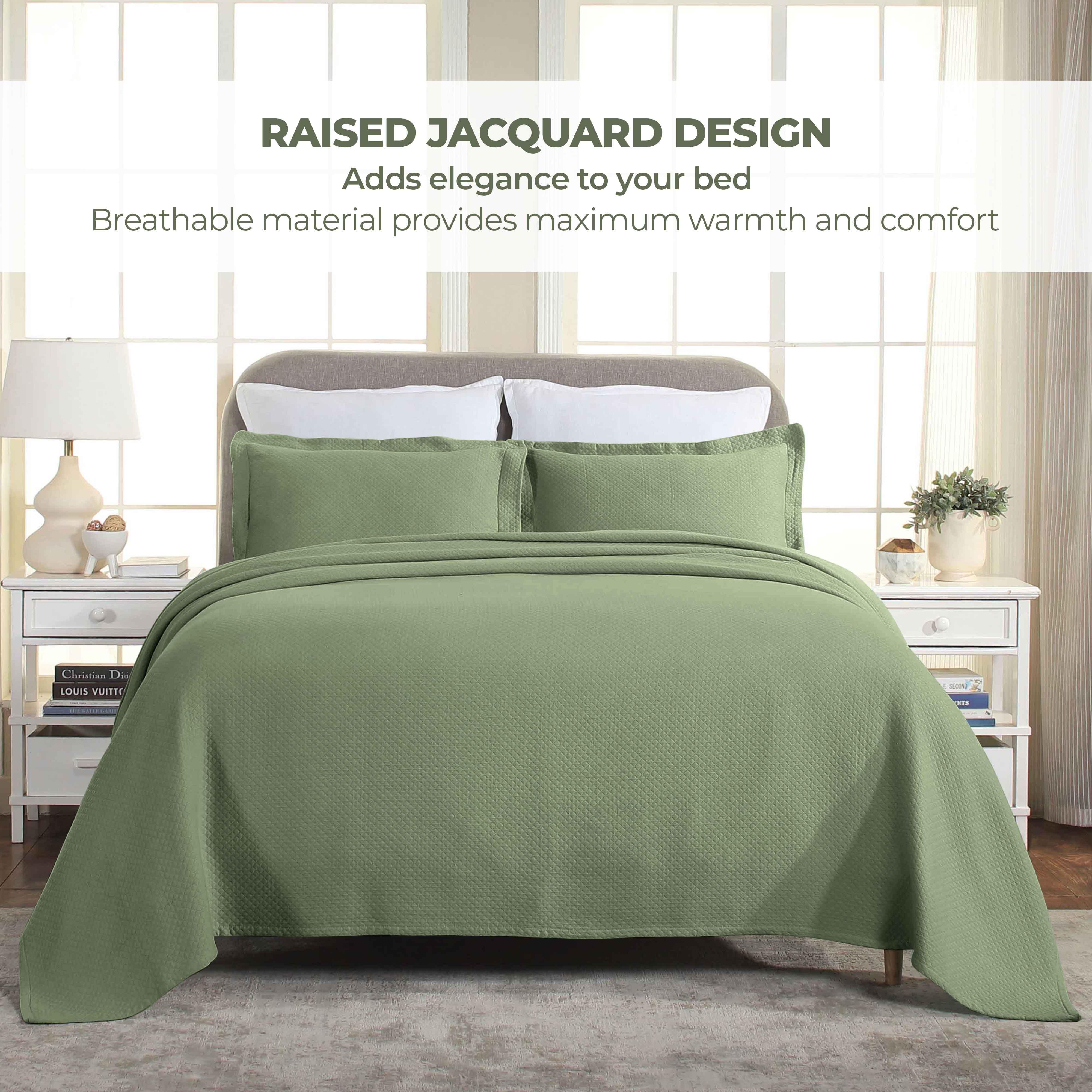 Solitaire Jacquard Matelassé Cotton Diamond Solitaire Bedspread Set - Image 68