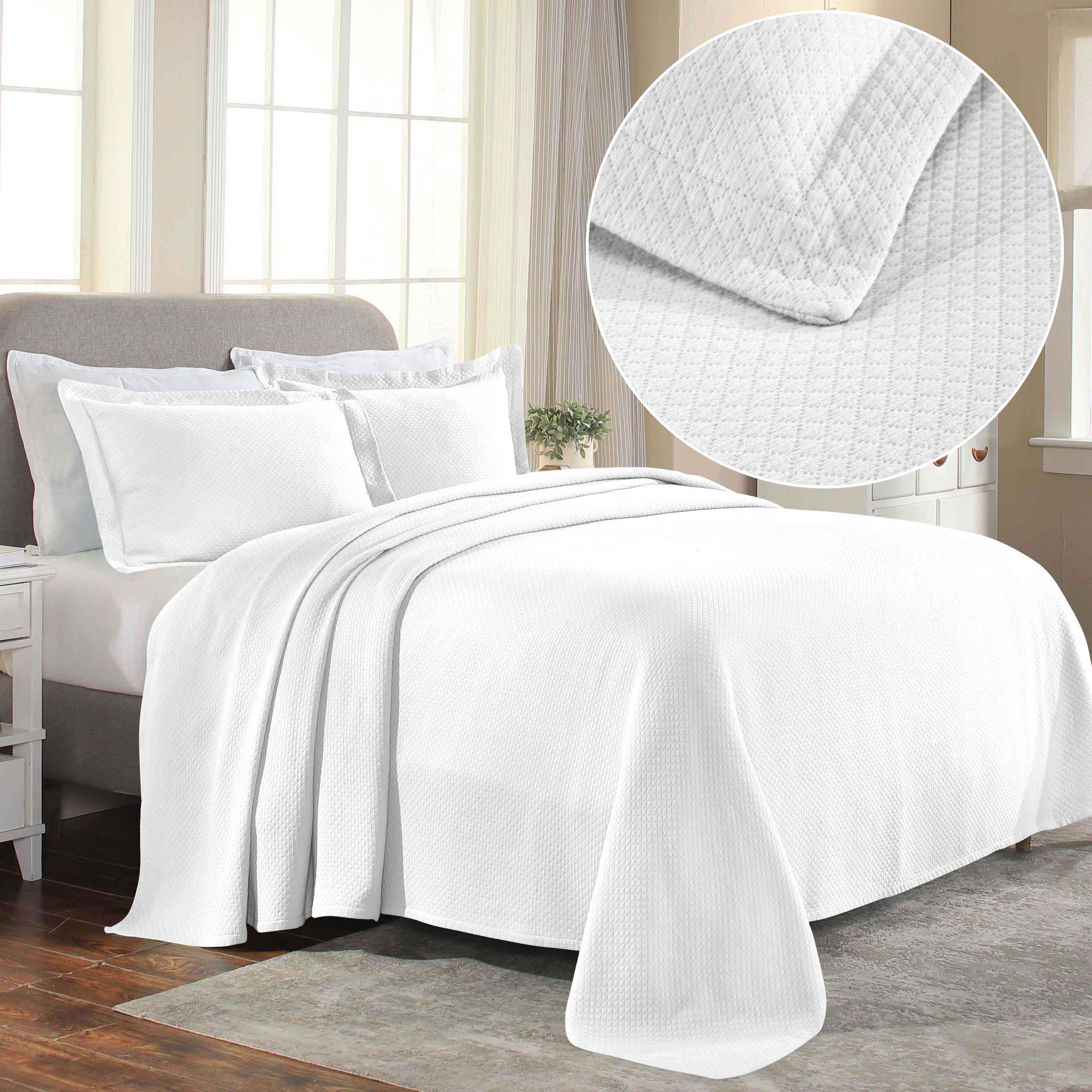 Solitaire Jacquard Matelassé Cotton Diamond Solitaire Bedspread Set - Image 72