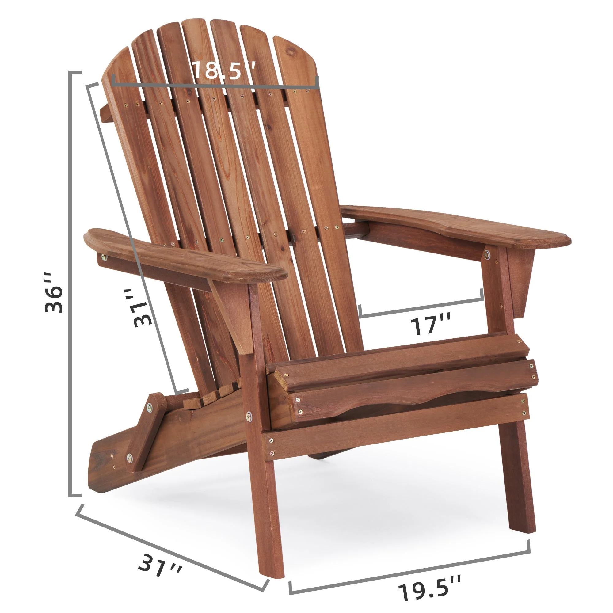SoliWood Wooden Outdoor Folding Adirondack Chair Set of 2 - Image 3