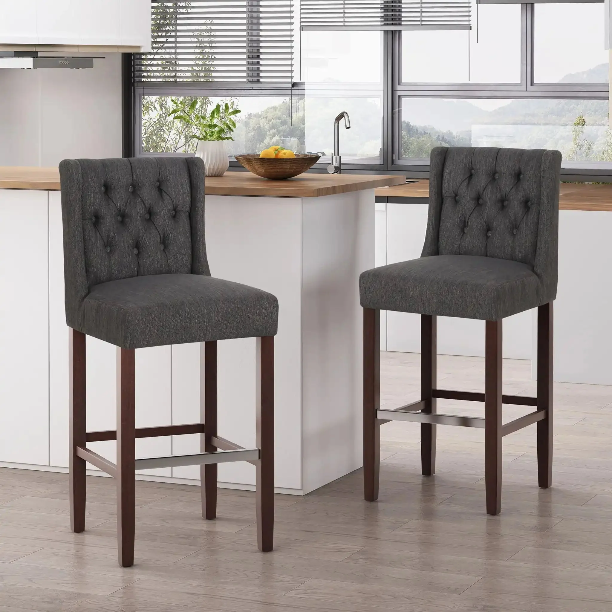 Solstara - Upholstered Dining Barstool With Button Tufted And Wing Back - Image 12