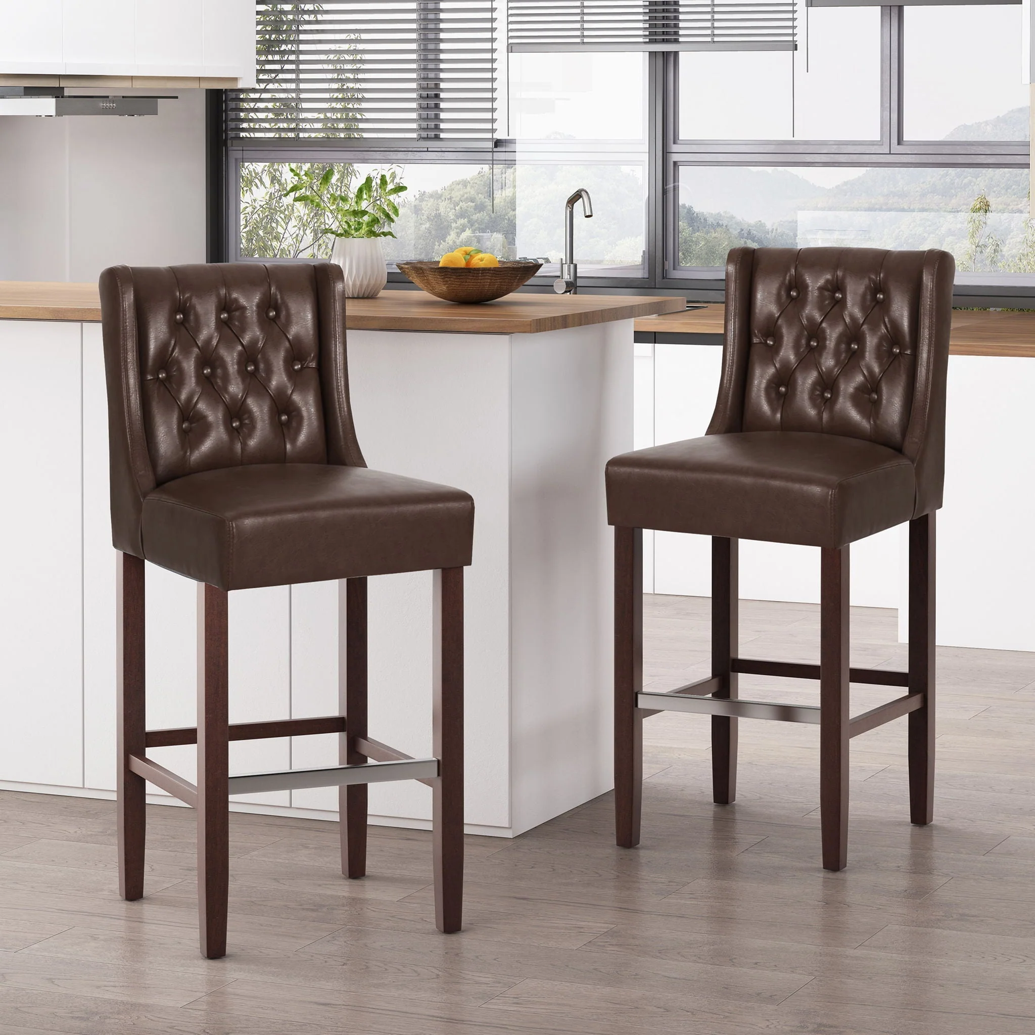 Solstara - Upholstered Dining Barstool With Button Tufted And Wing Back - Image 14