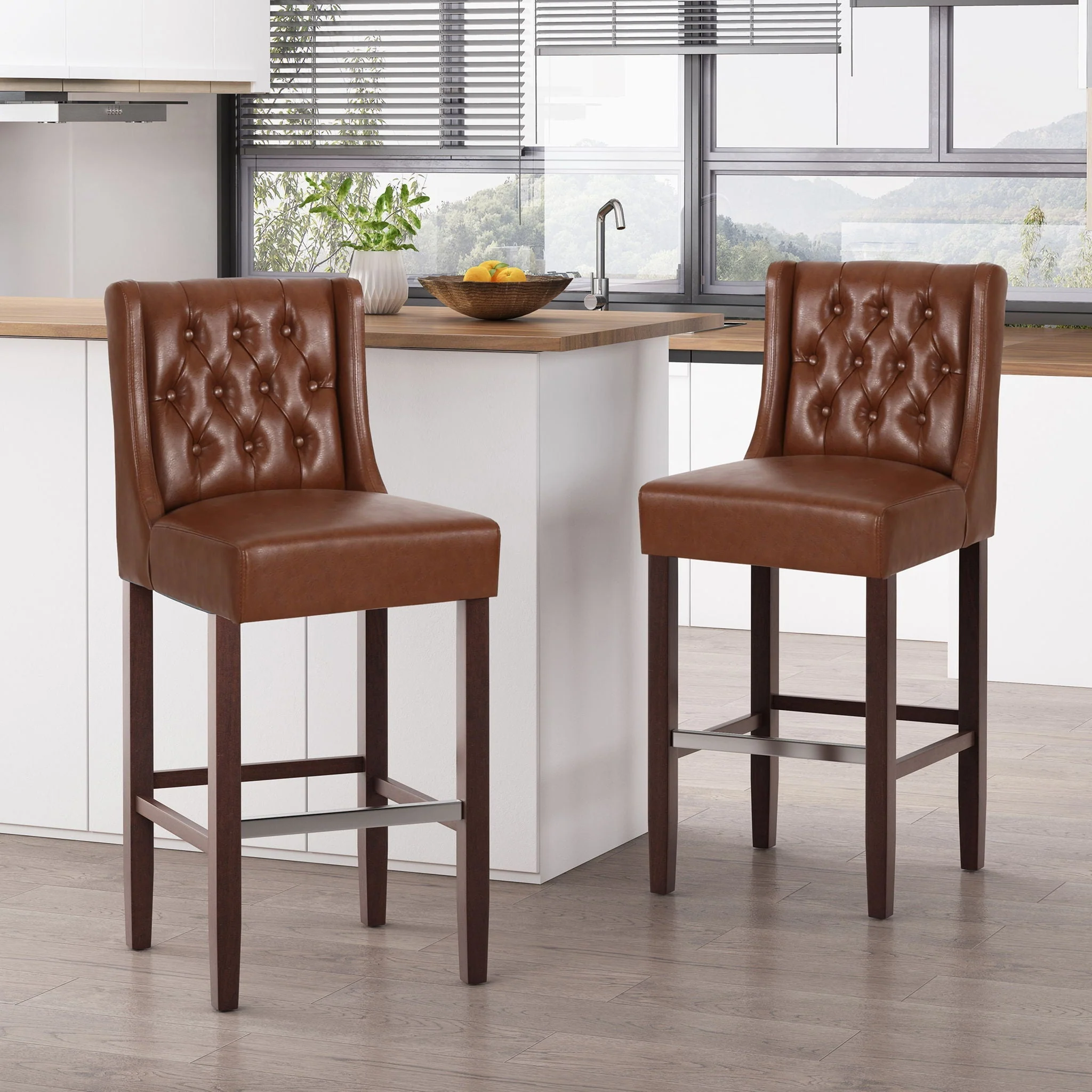 Solstara - Upholstered Dining Barstool With Button Tufted And Wing Back - Image 15