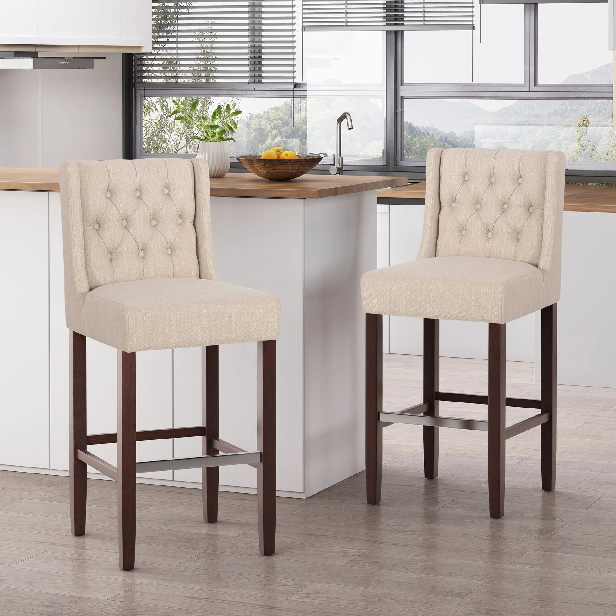 Solstara - Upholstered Dining Barstool With Button Tufted And Wing Back - Image 5