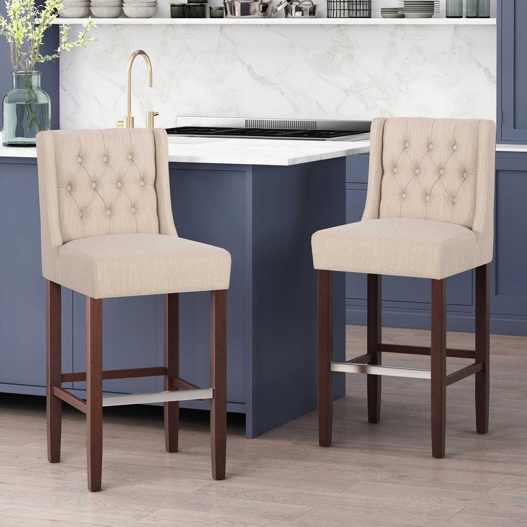Solstara - Upholstered Dining Barstool With Button Tufted And Wing Back - Image 8