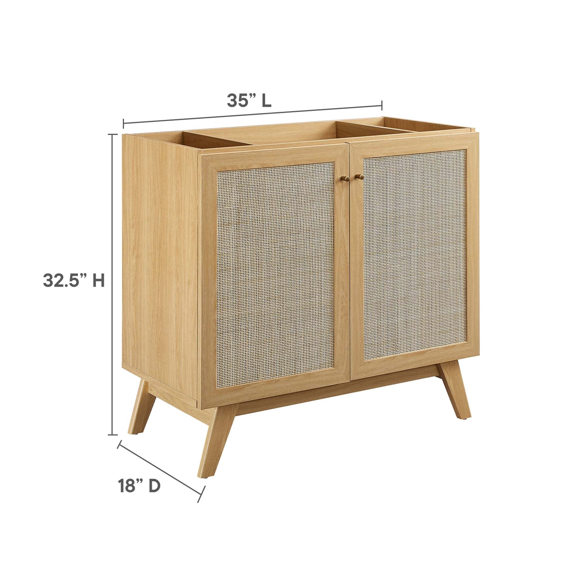 Soma 36" Bathroom Vanity Cabinet with Rattan Doors - Image 12