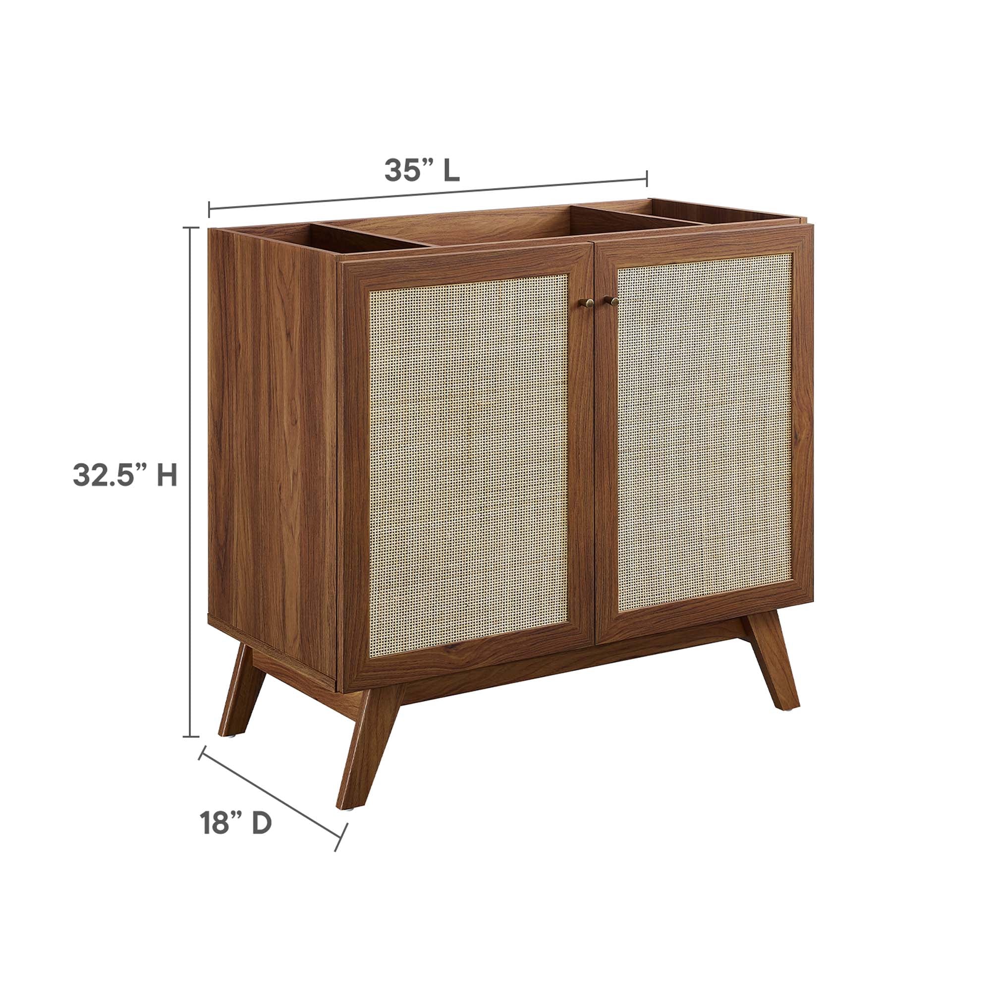 Soma 36" Bathroom Vanity Cabinet with Rattan Doors - Image 3
