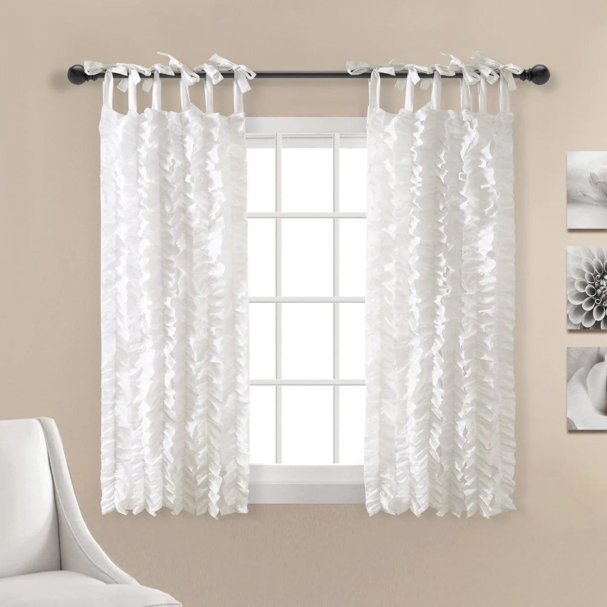 Sophia Ruffle Window Curtain Panel Set - Image 2