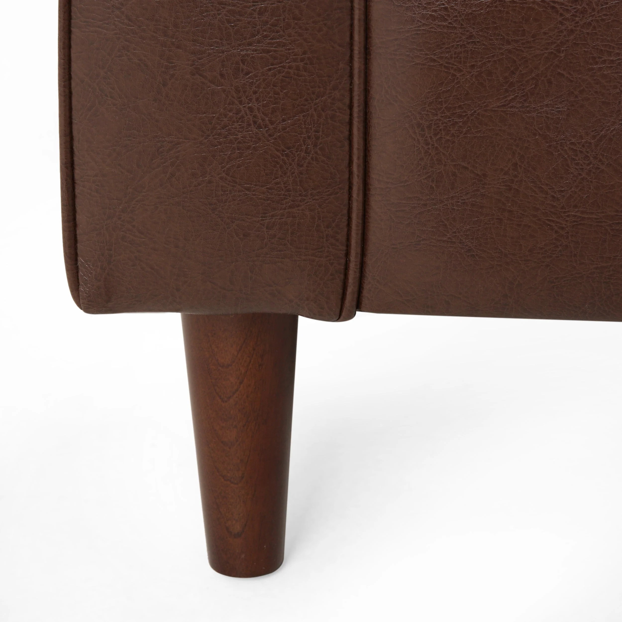 Sophisticated Club Chair with Relaxing Comfort in Dark Brown Faux Leather and Birch Wood - Image 10