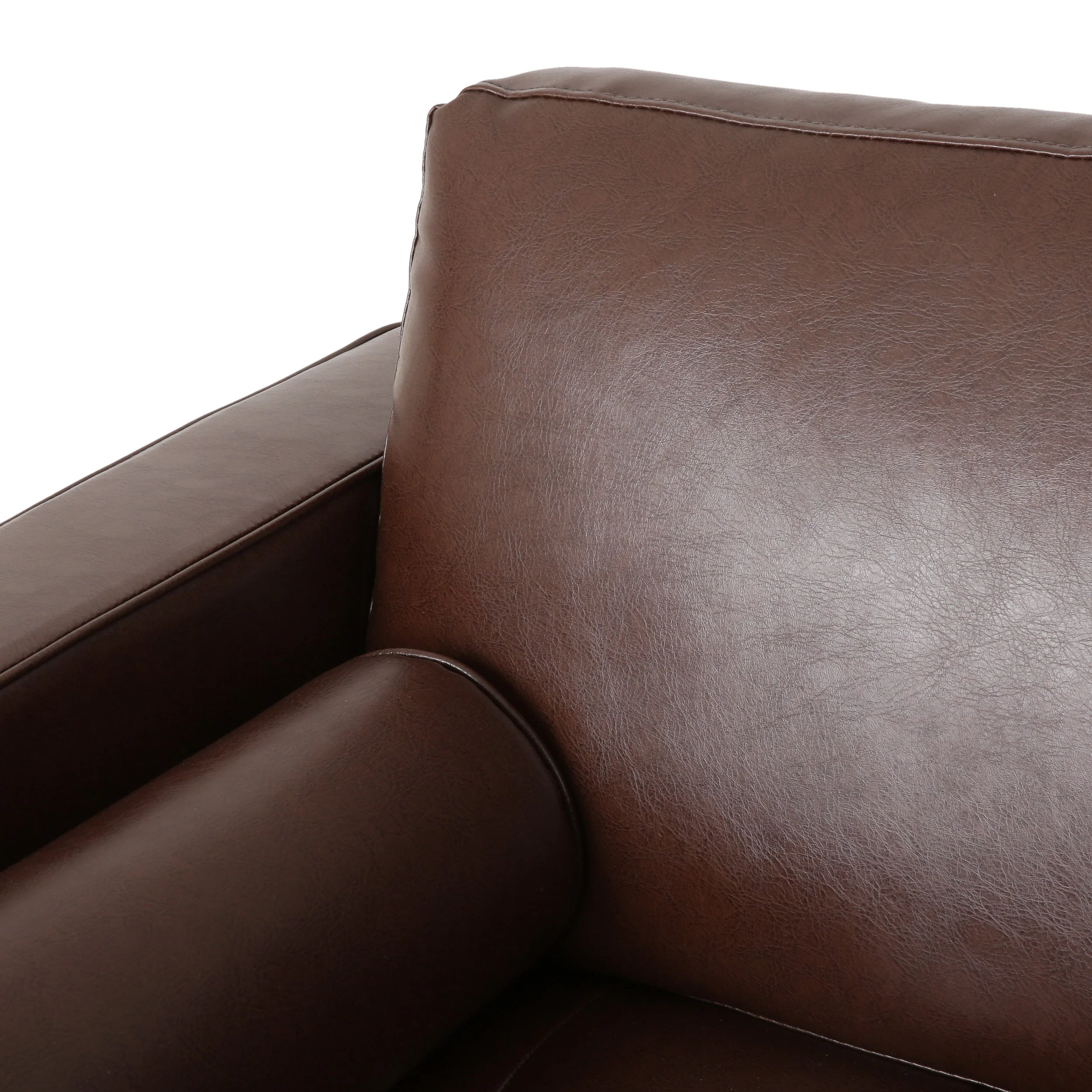 Sophisticated Club Chair with Relaxing Comfort in Dark Brown Faux Leather and Birch Wood - Image 11