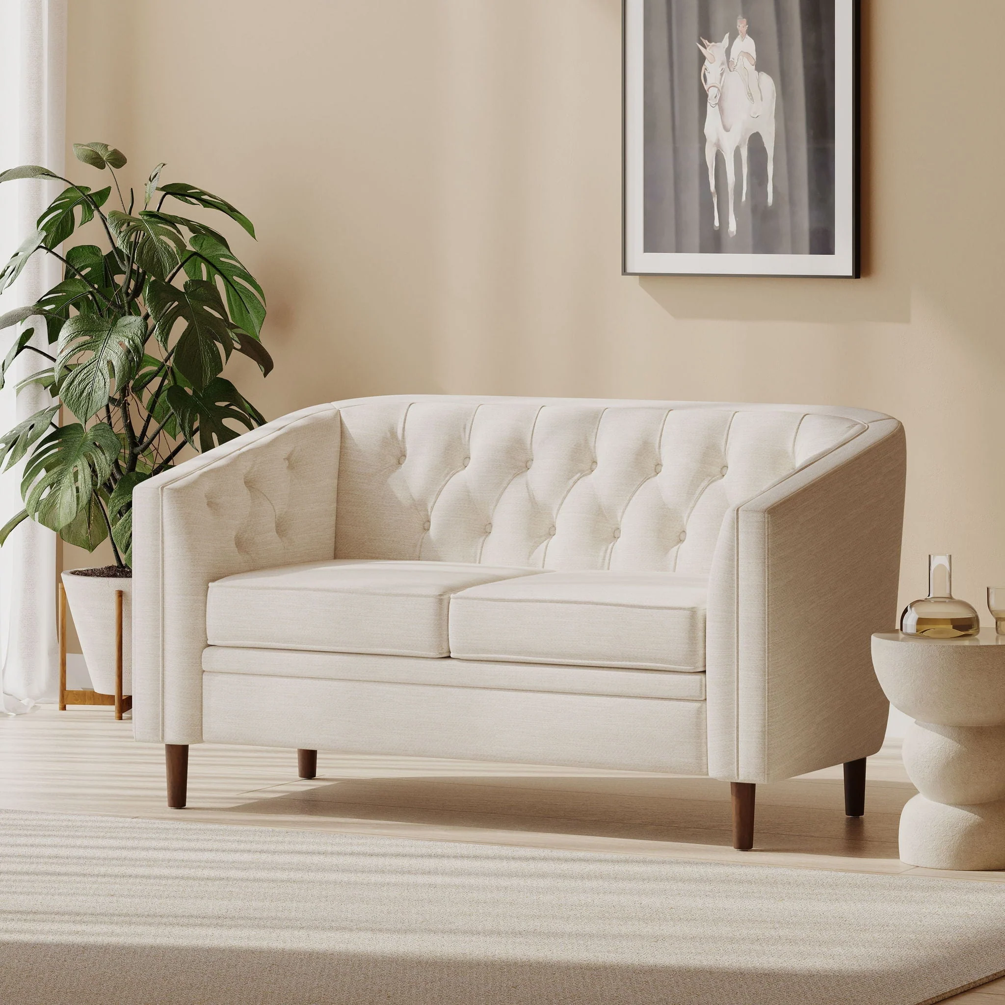 Sophisticated Loveseat With Diamond Stitched Detailing - Image 4