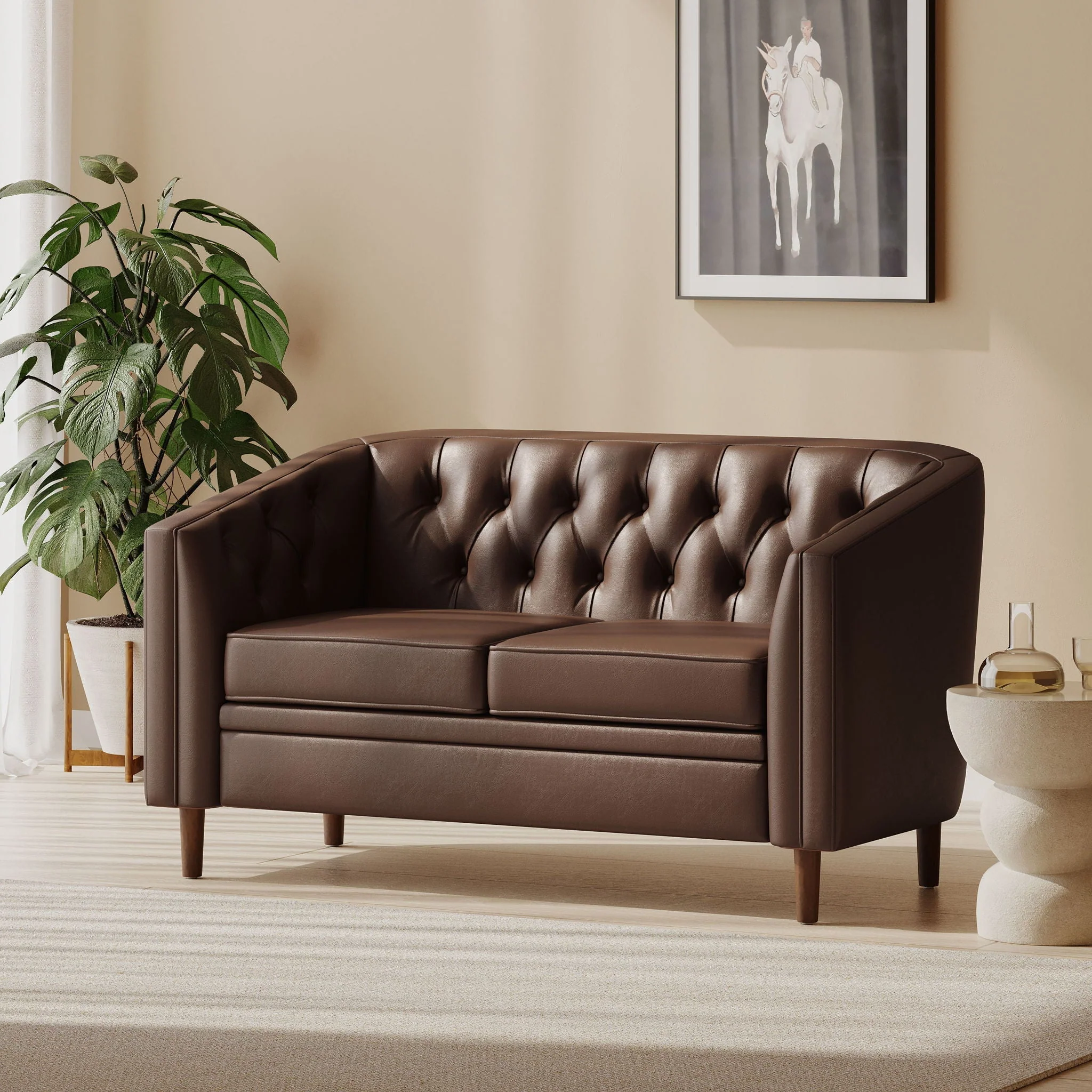 Sophisticated Loveseat With Diamond Stitched Detailing - Image 5