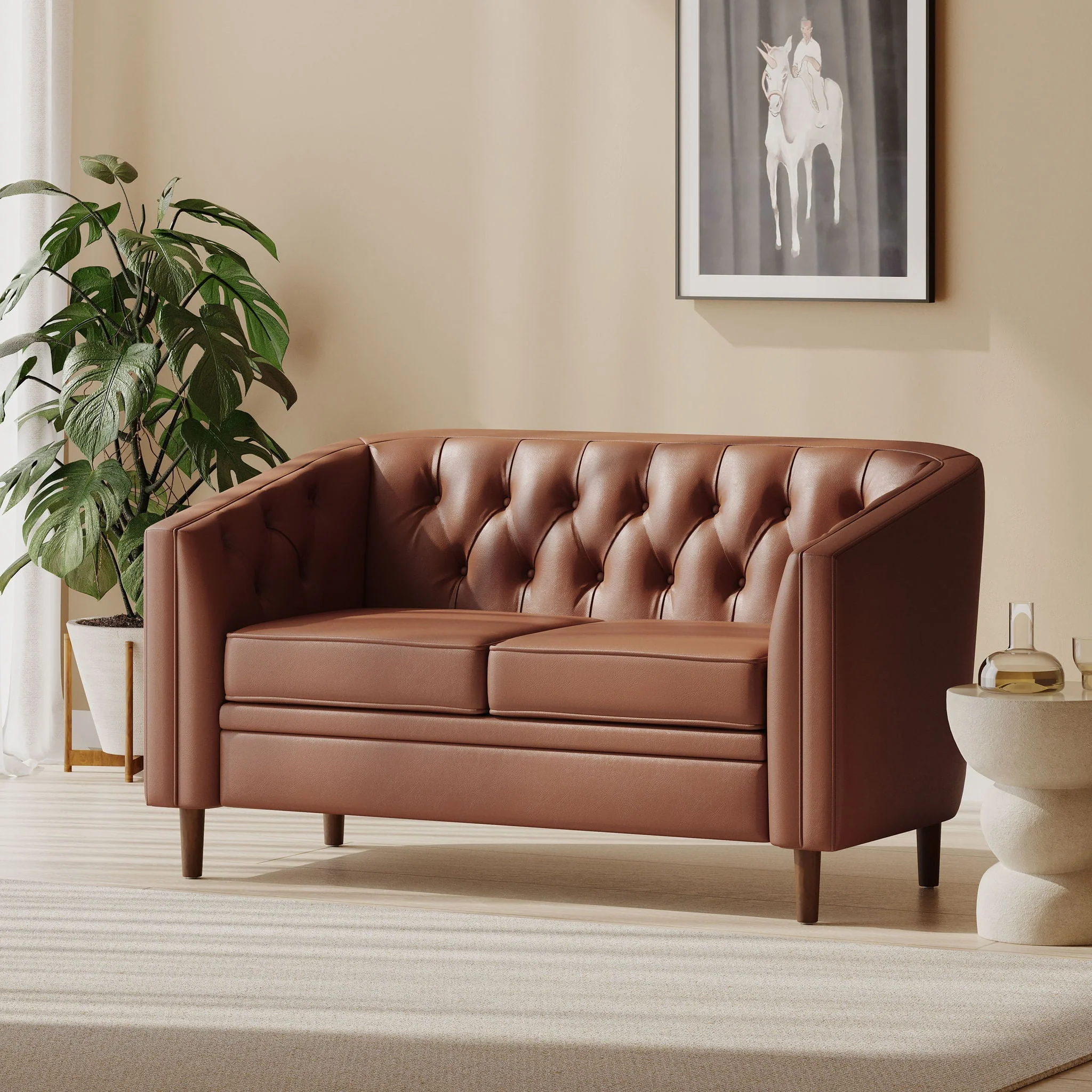 Sophisticated Loveseat With Diamond Stitched Detailing - Image 7
