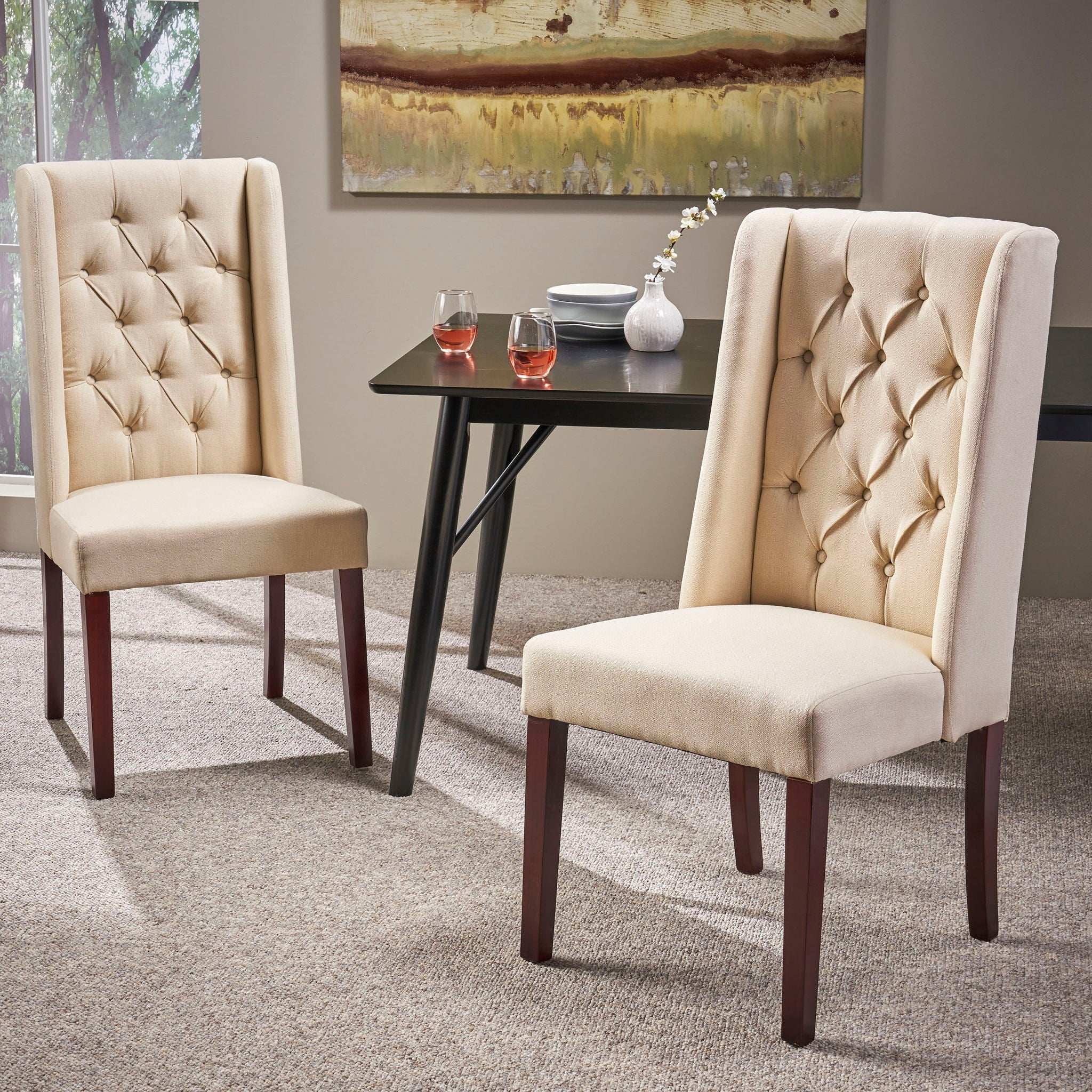 Sophisticated Tufted Dining Chair With High Back Design - Image 12