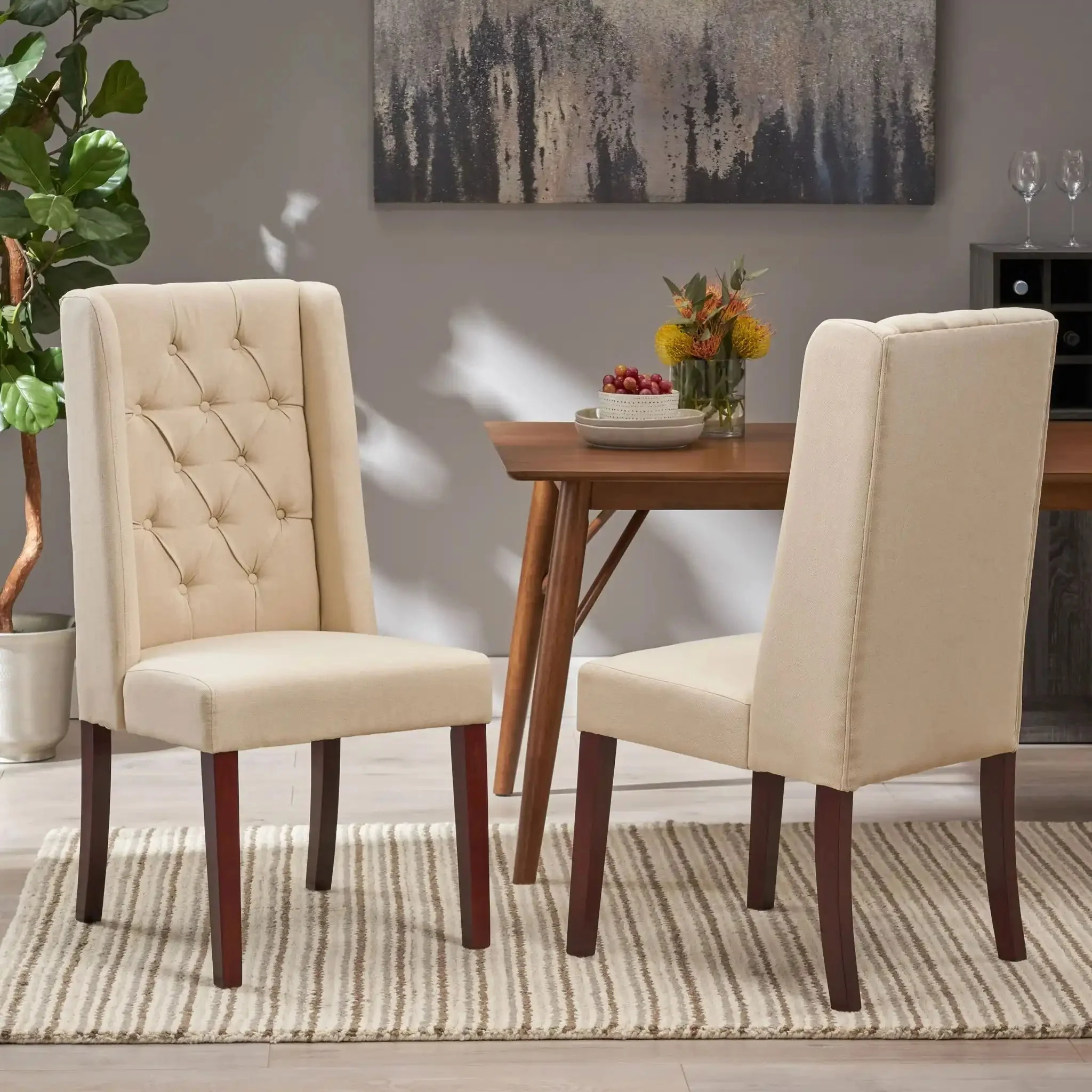 Sophisticated Tufted Dining Chair With High Back Design - Image 22