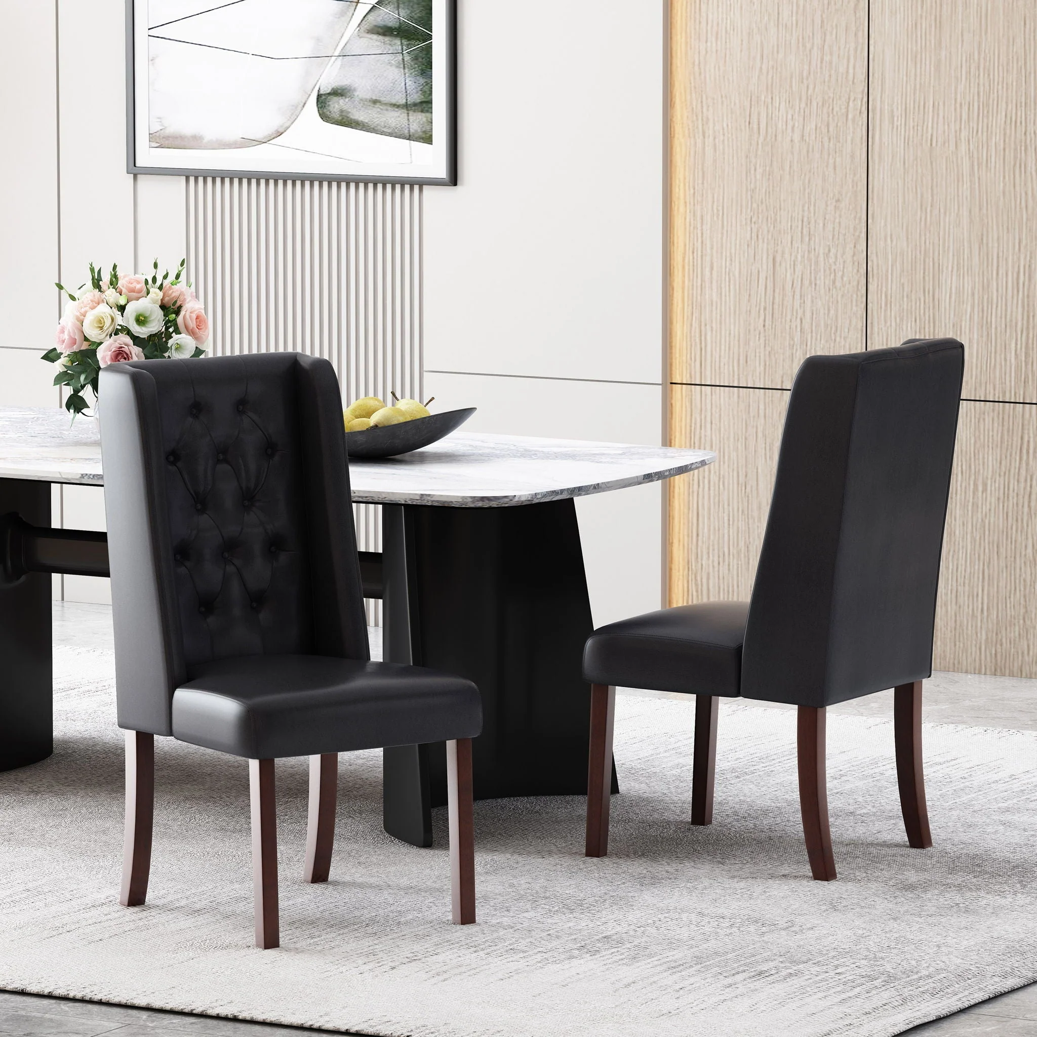 Sophisticated Tufted Dining Chair With High Back Design - Image 8