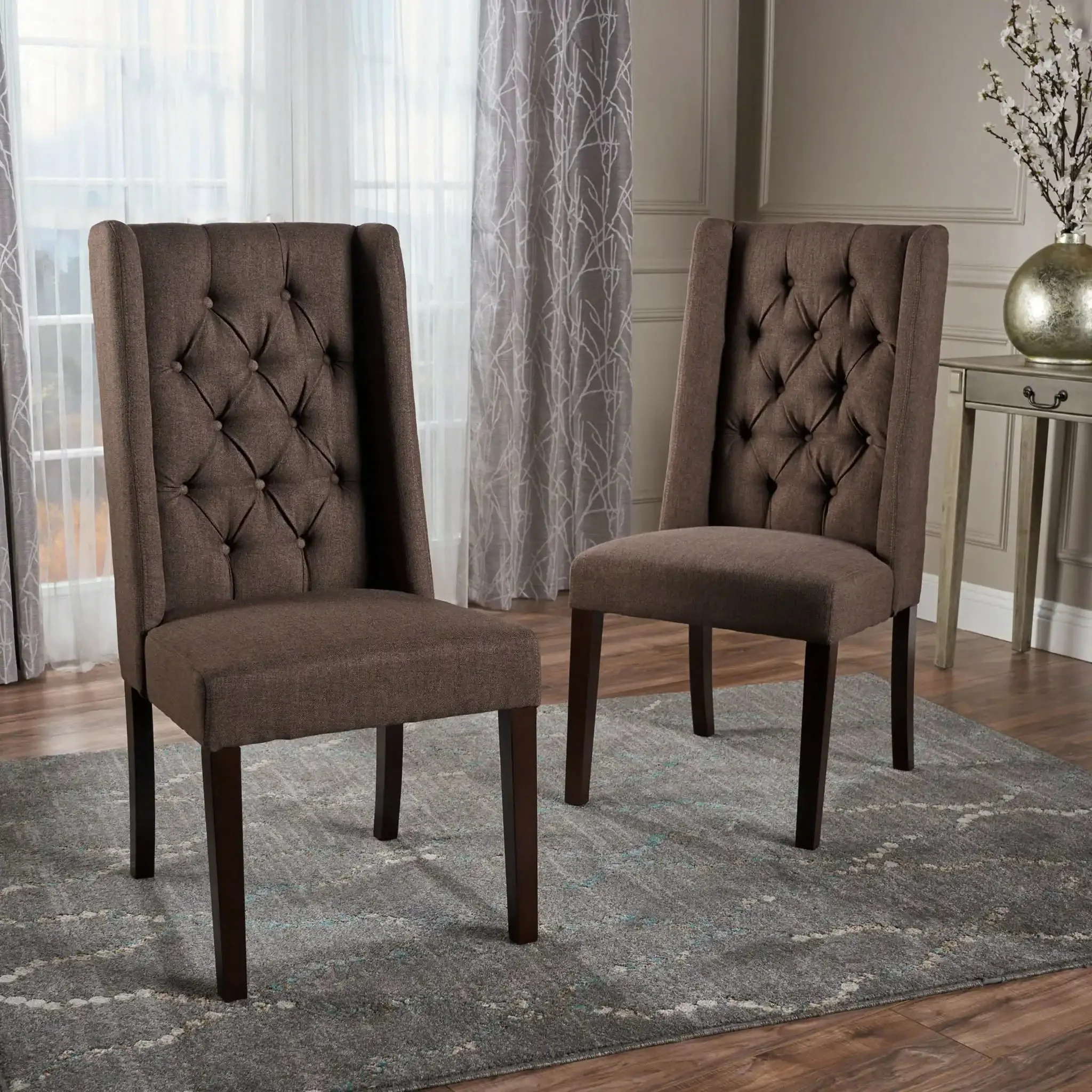 Sophisticated Tufted Dining Chair With High Back Design - Image 9