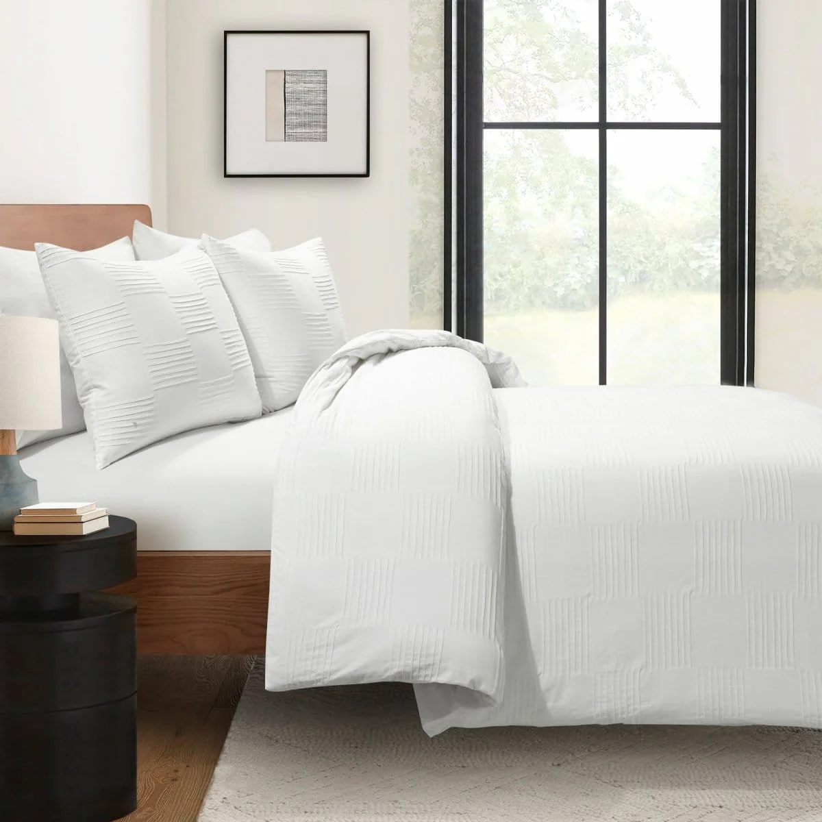 Sorano Chambray Textured Jacquard Cotton Duvet Cover 3 Piece Set - Image 11